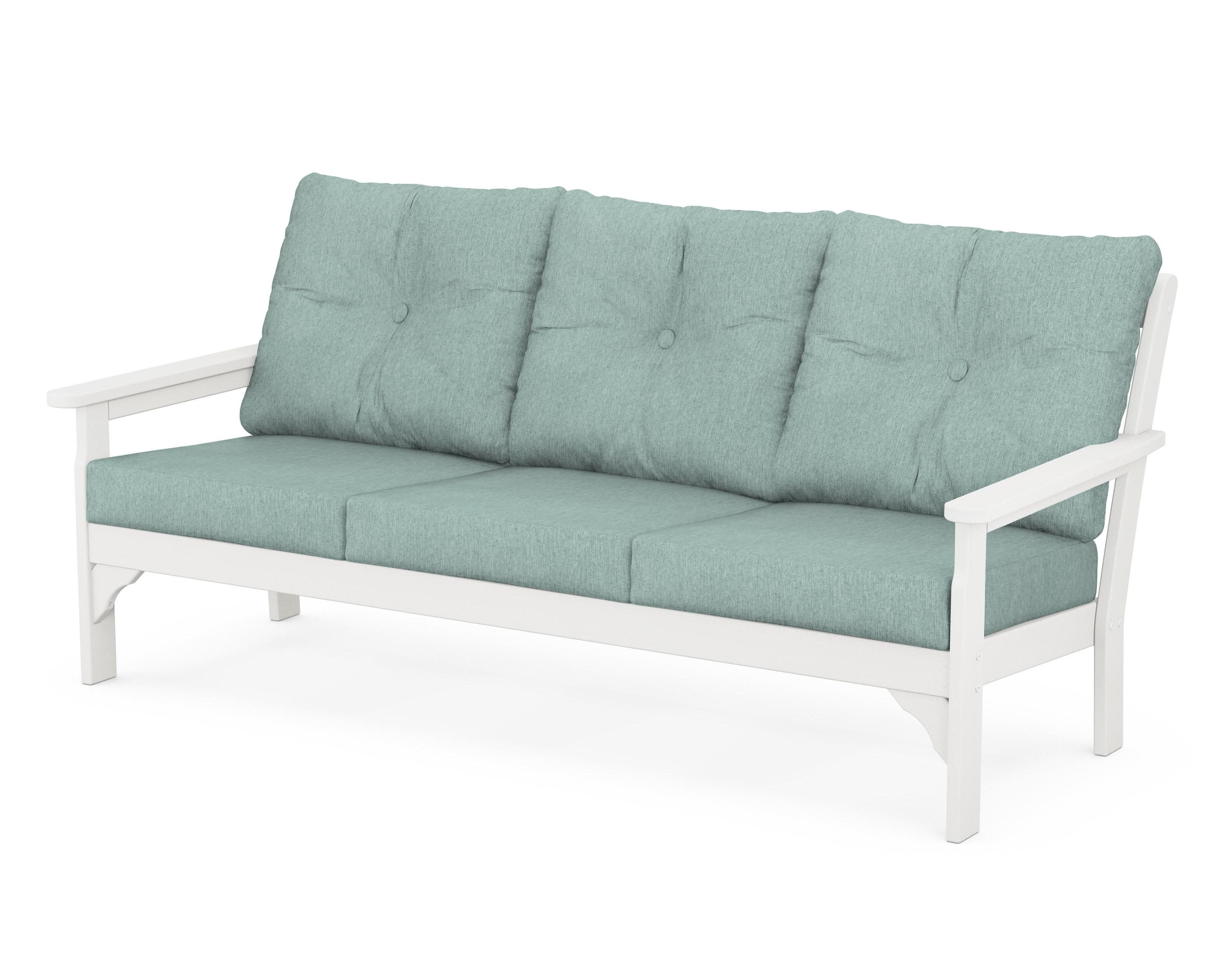 Vineyard Deep Seating Sofa in White / Glacier Spa