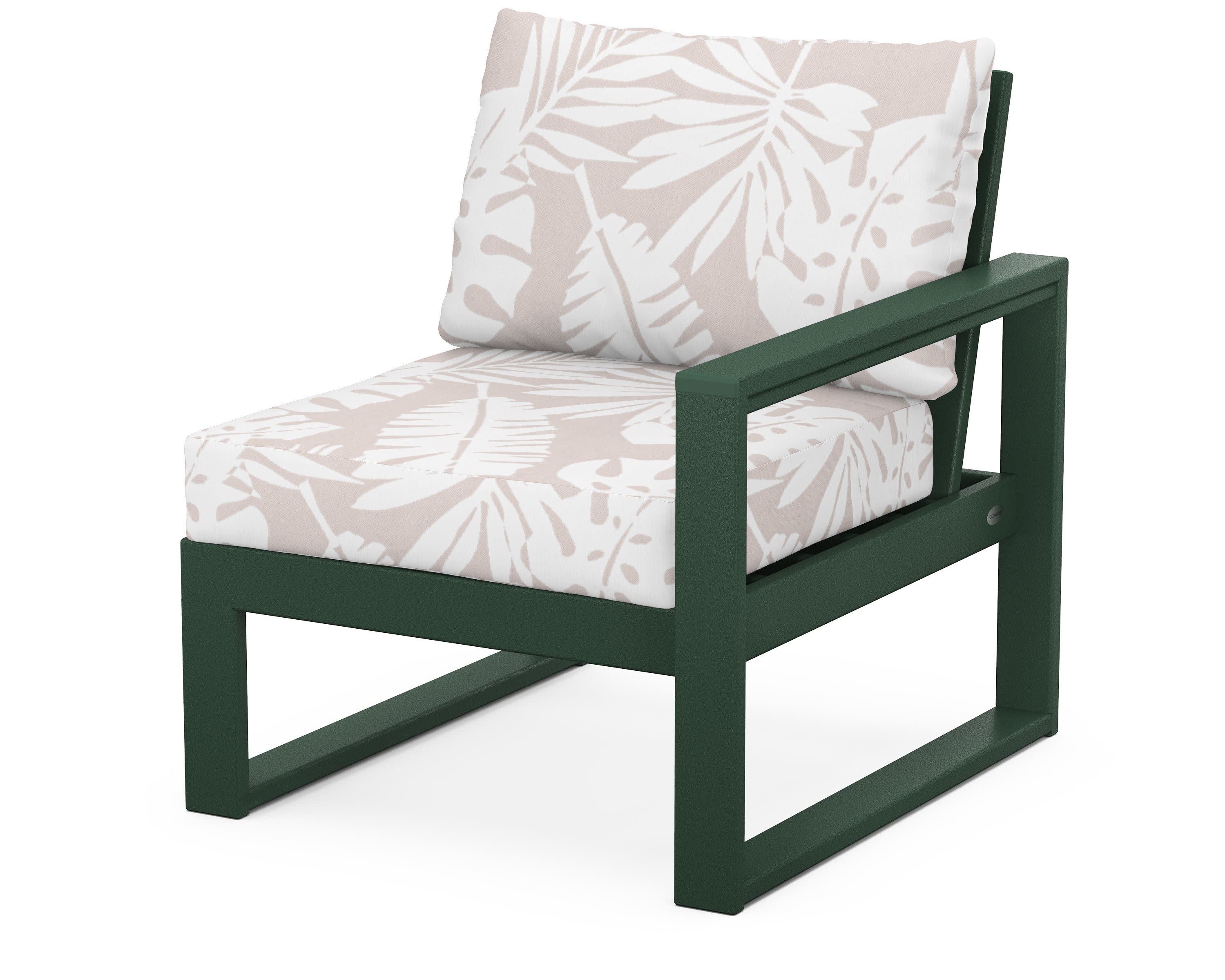 EDGE Modular Right Arm Chair in Green / Leaf Dune Burlap