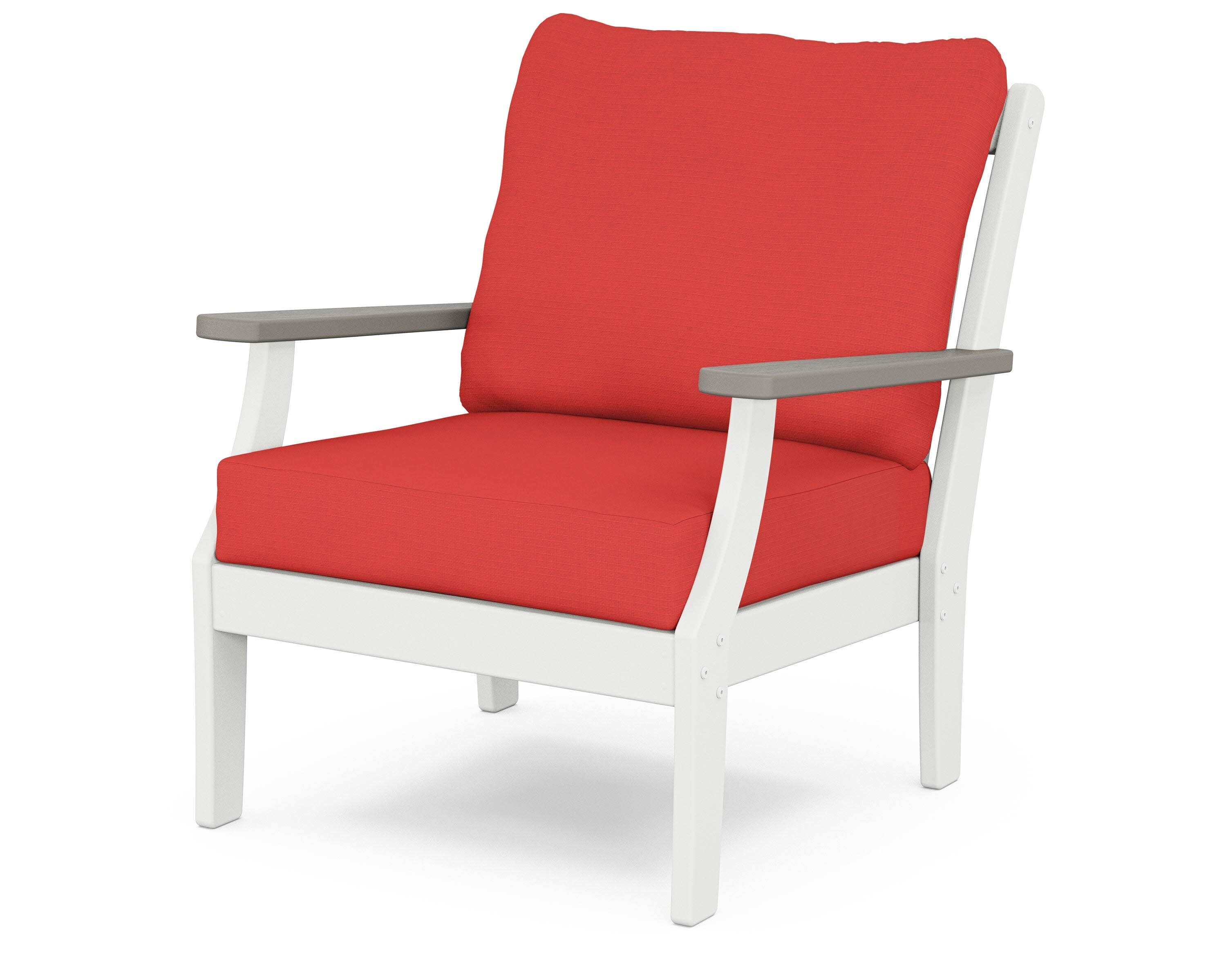 Braxton Deep Seating Chair in White / Driftwood / Crimson Linen