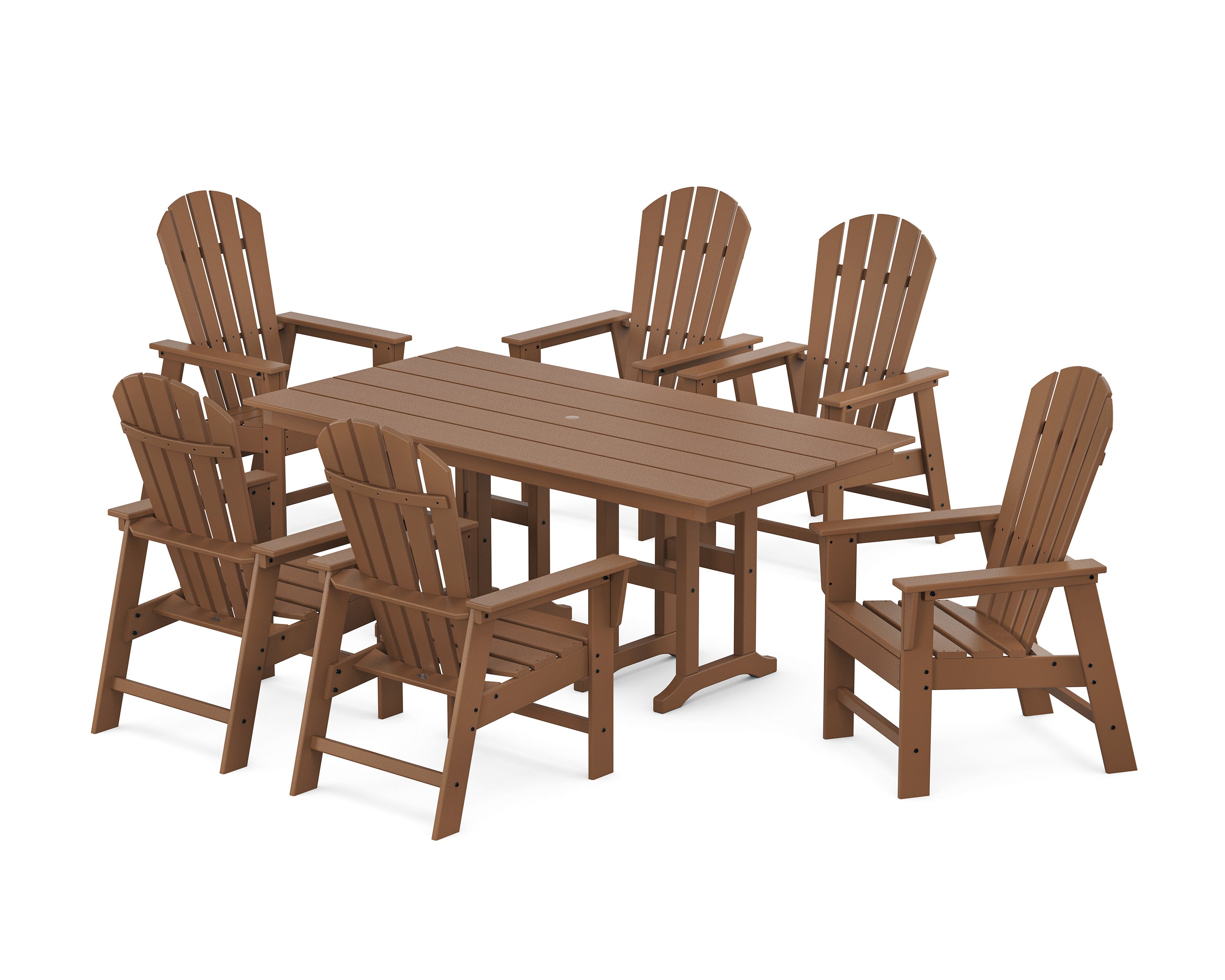 South Beach 7-Piece Farmhouse Dining Set in Teak