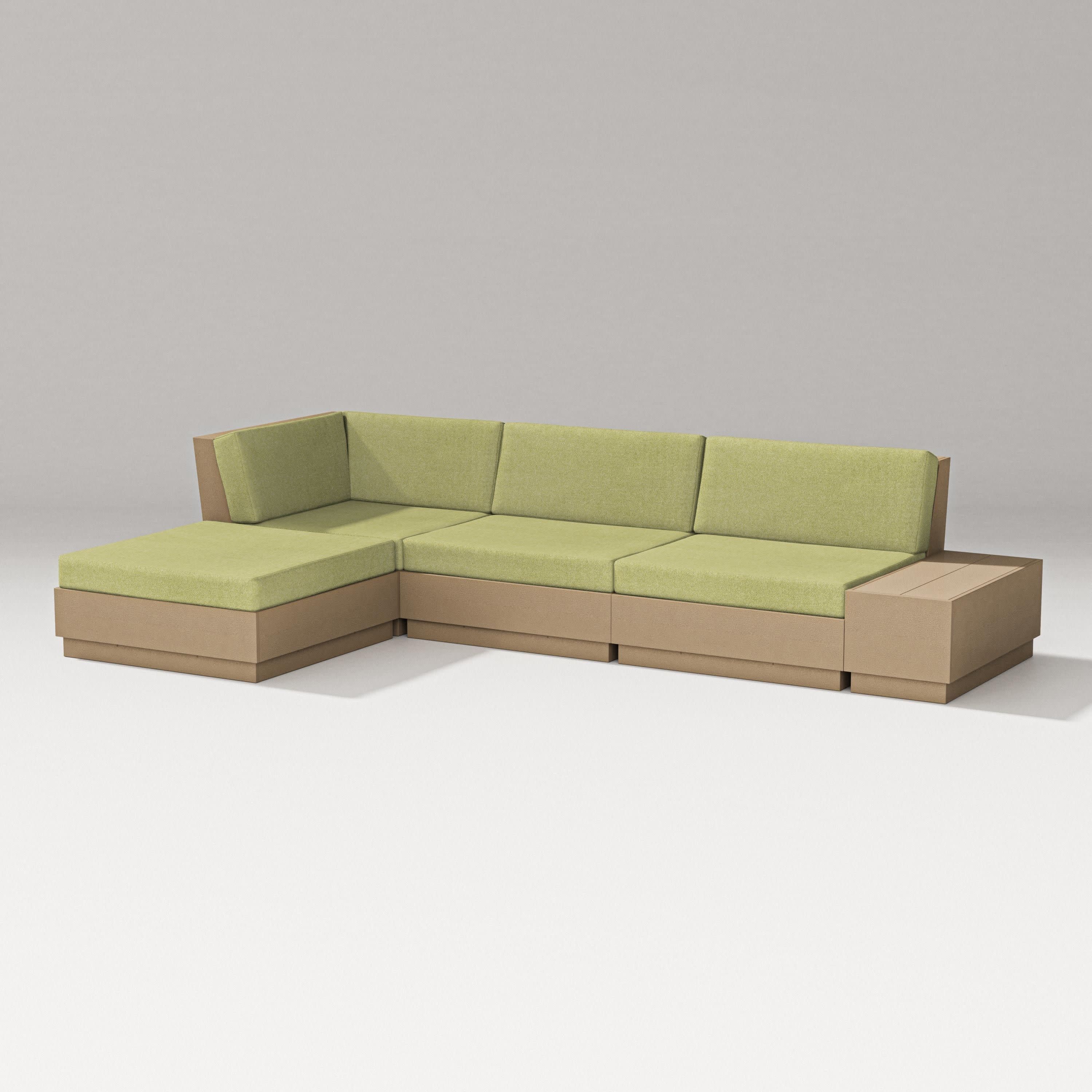 Elevate Chaise Sectional in Vintage Sahara / Chartreuse Boucle