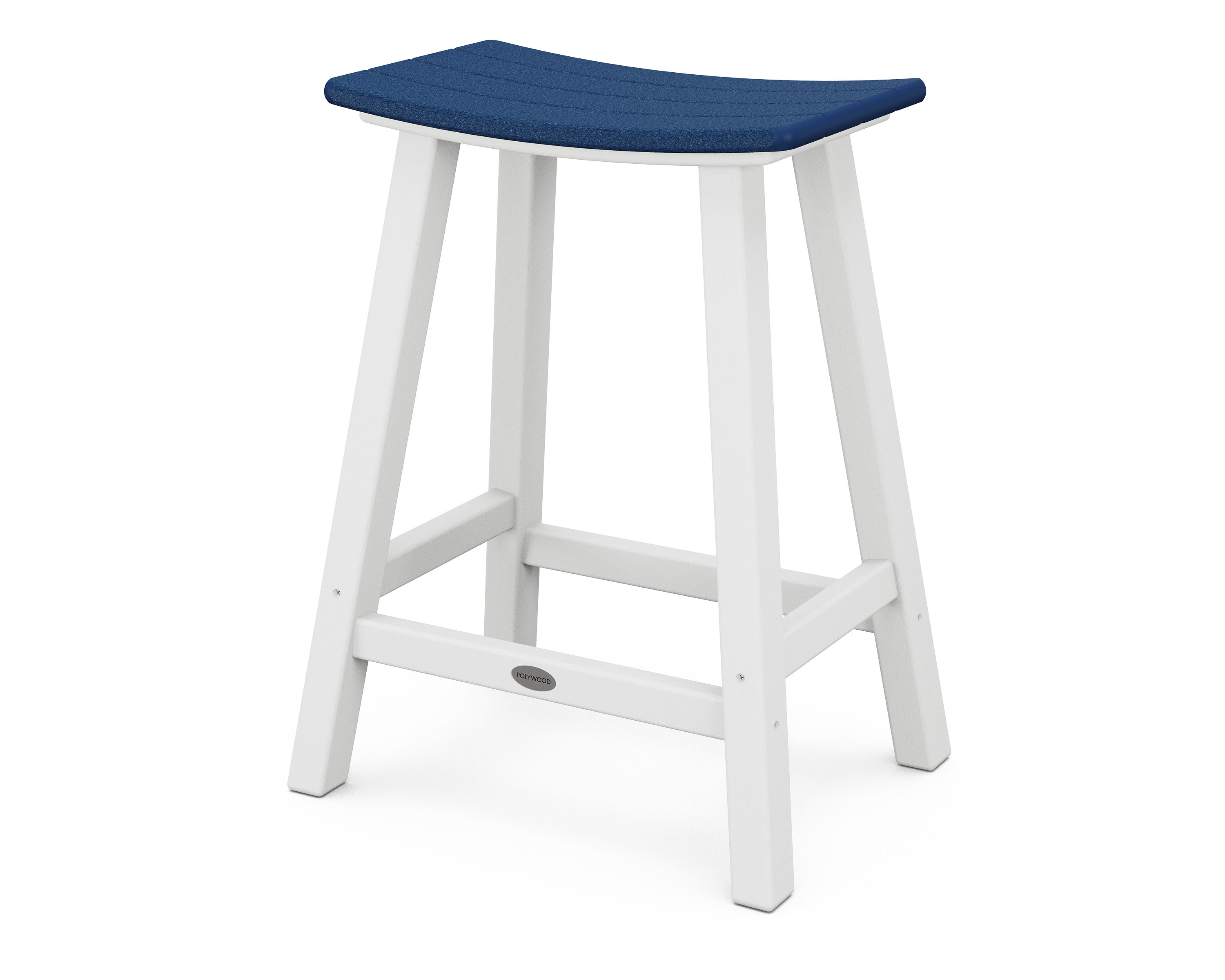 Contempo 24" Saddle Counter Stool in White / Navy