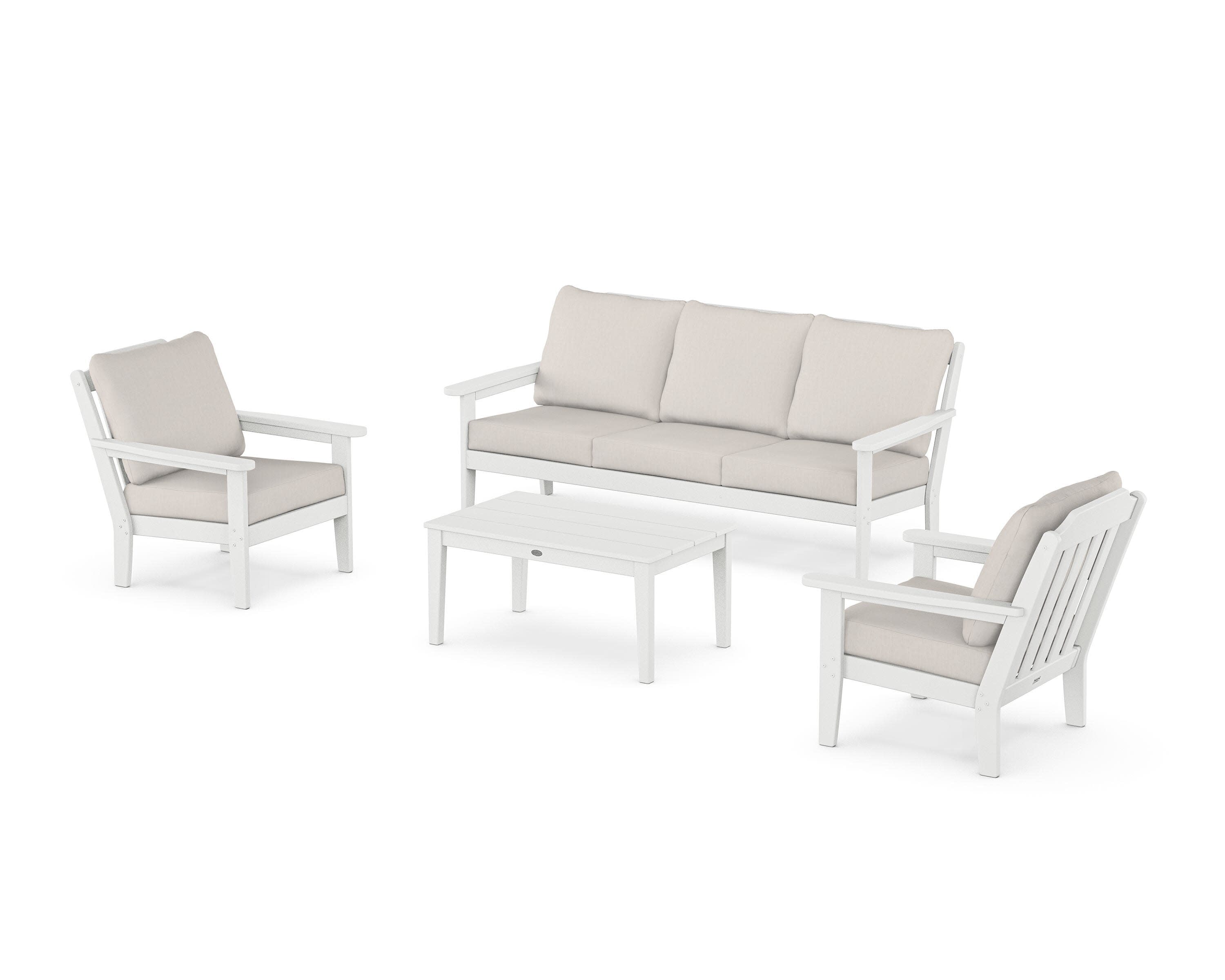 Cottage 4-Piece Deep Seating Set with Sofa in White / Cast Ash