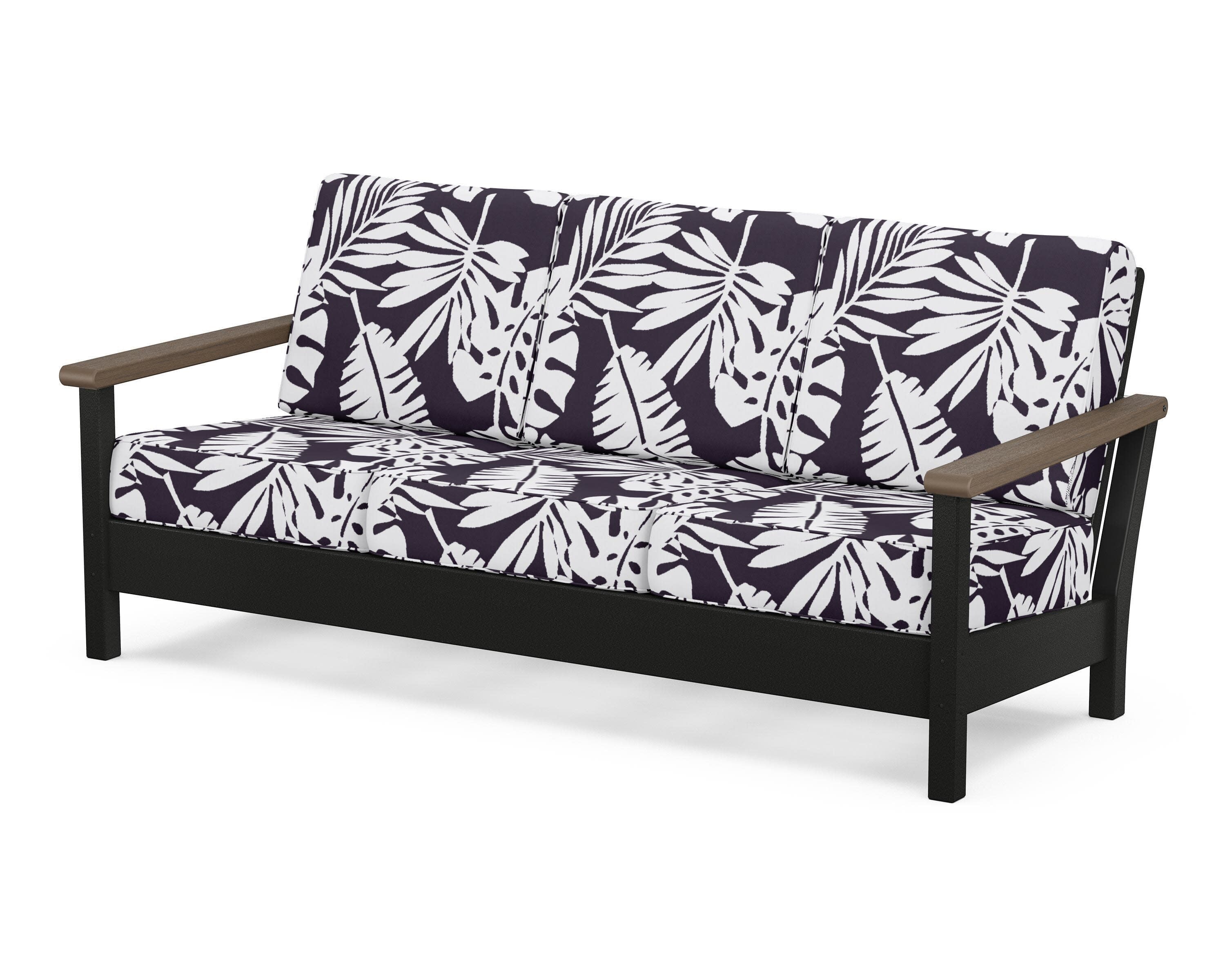 Harbour Deep Seating Sofa in Black / Kona / Leaf Navy