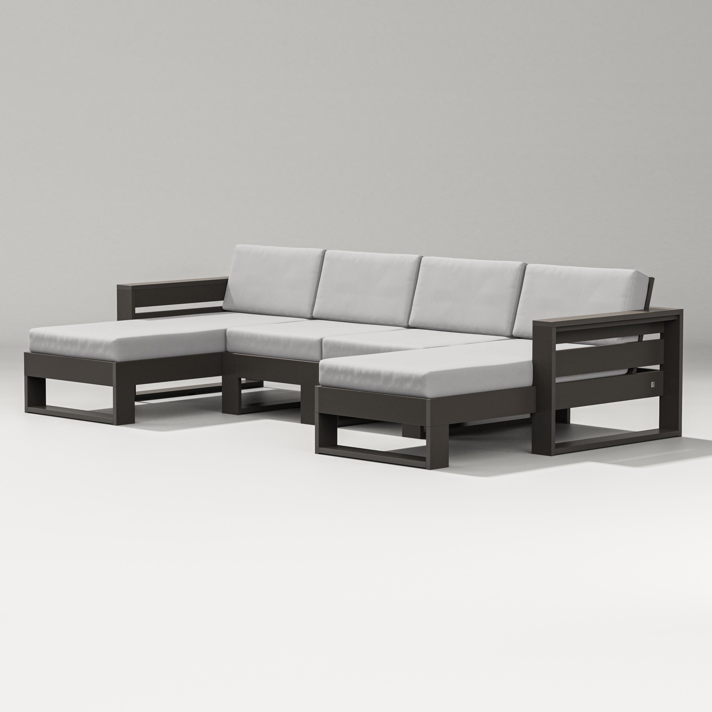 Latitude Double Chaise Sectional in Vintage Coffee / Diamond in the Rough
