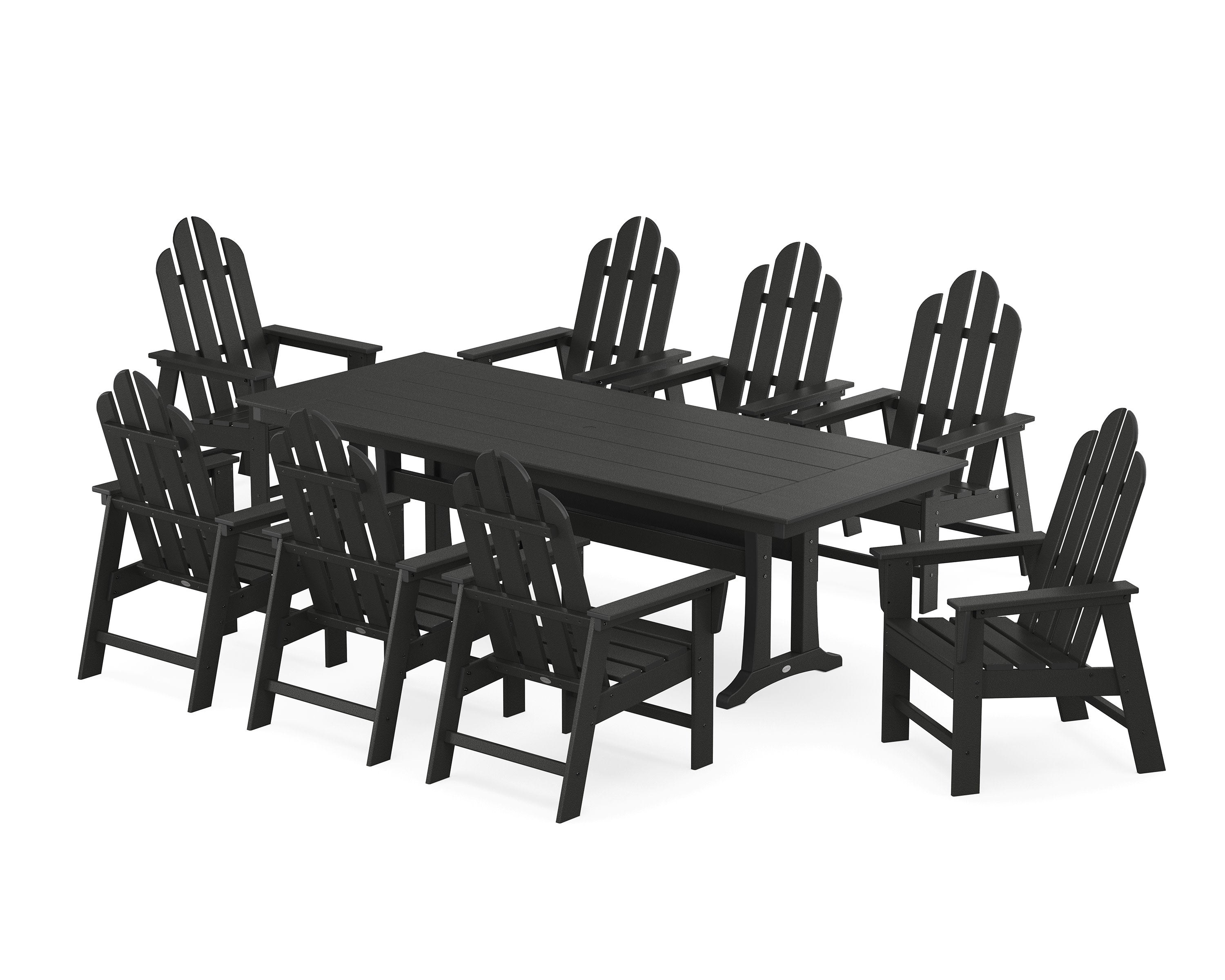 Long Island 9-Piece Farmhouse Dining Set with Trestle Legs in Black