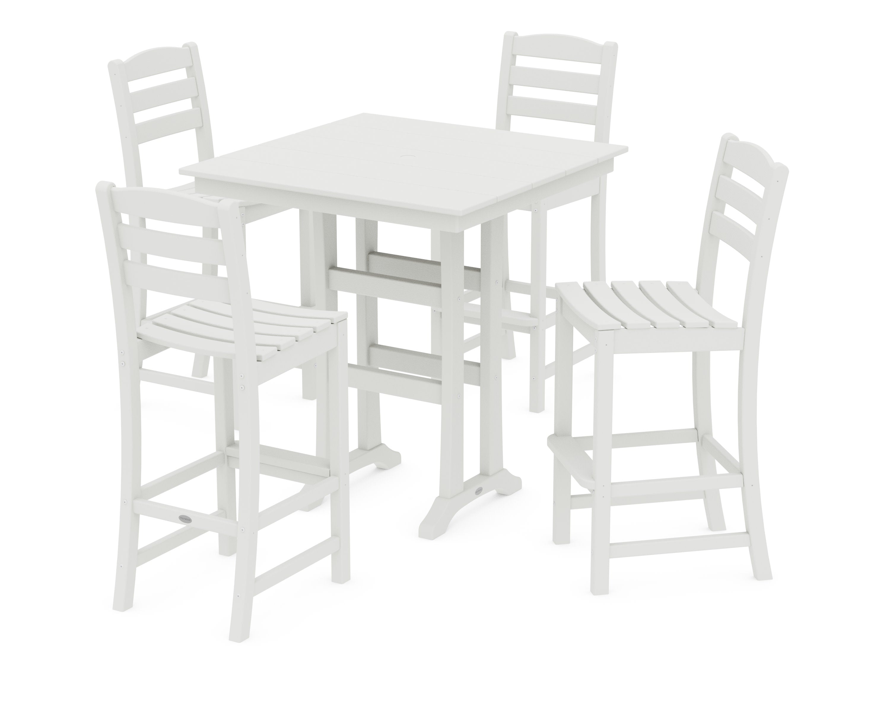 La Casa Caf 5-Piece Farmhouse Trestle Bar Set in Vintage White
