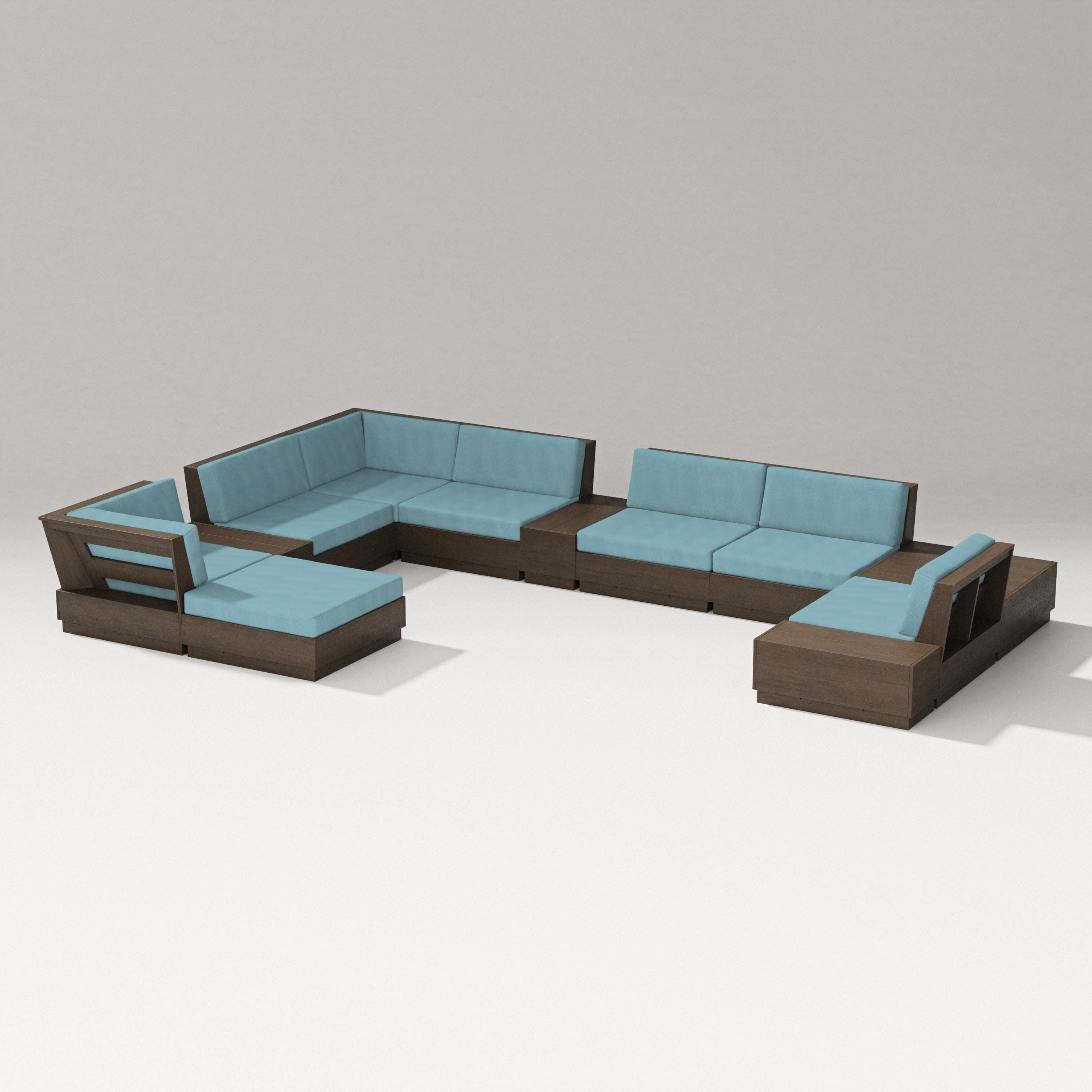 Elevate 12-Piece Conversation Sectional Set in Kona / Lattice Sky Blue