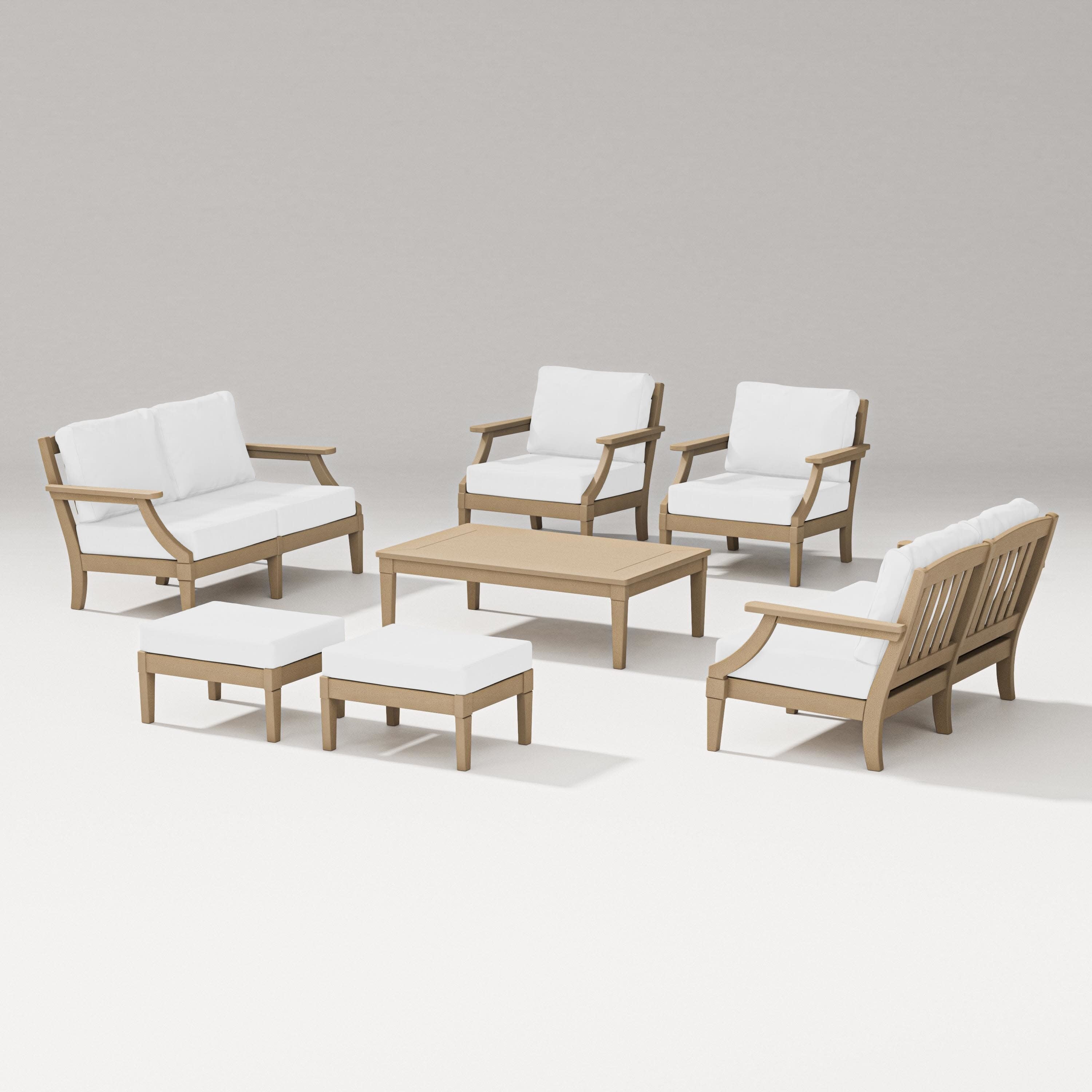 Estate 7-Piece Lounge Loveseat Set in Vintage Sahara / Natural