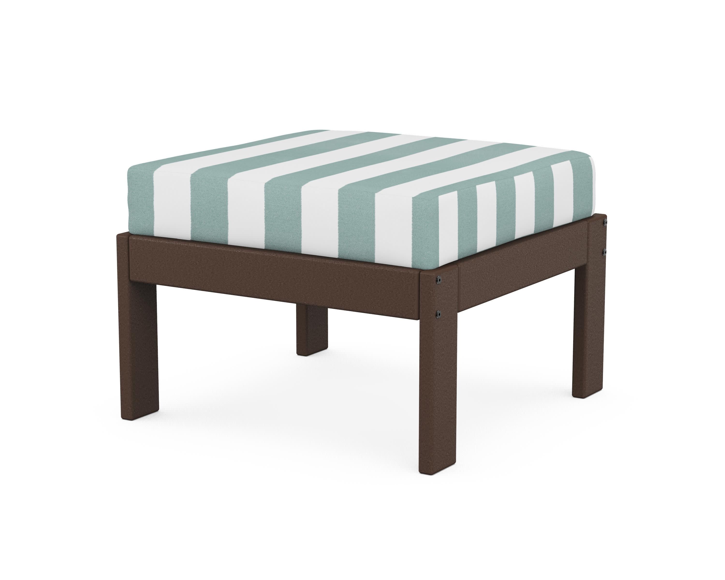 Vineyard Modular Ottoman in Mahogany / Cabana Stripe Glacier Spa