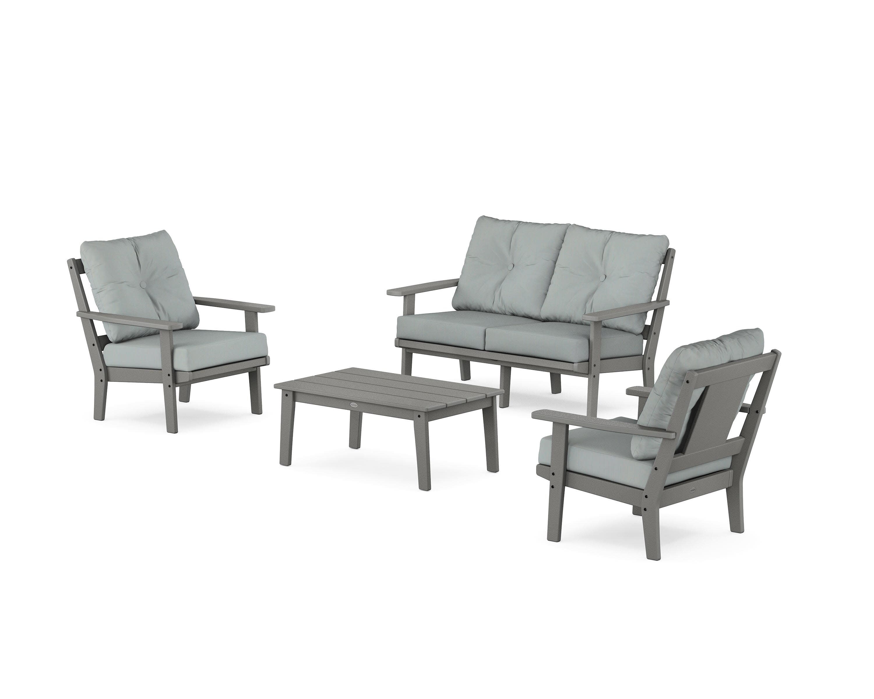 Prairie 4-Piece Deep Seating Set with Loveseat in Slate Grey / Spa