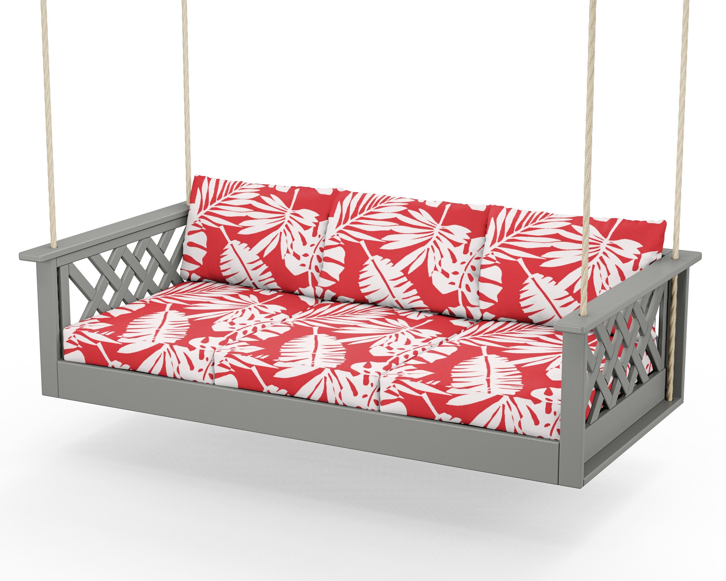 Wovendale Daybed Swing in Slate Grey / Leaf Crimson