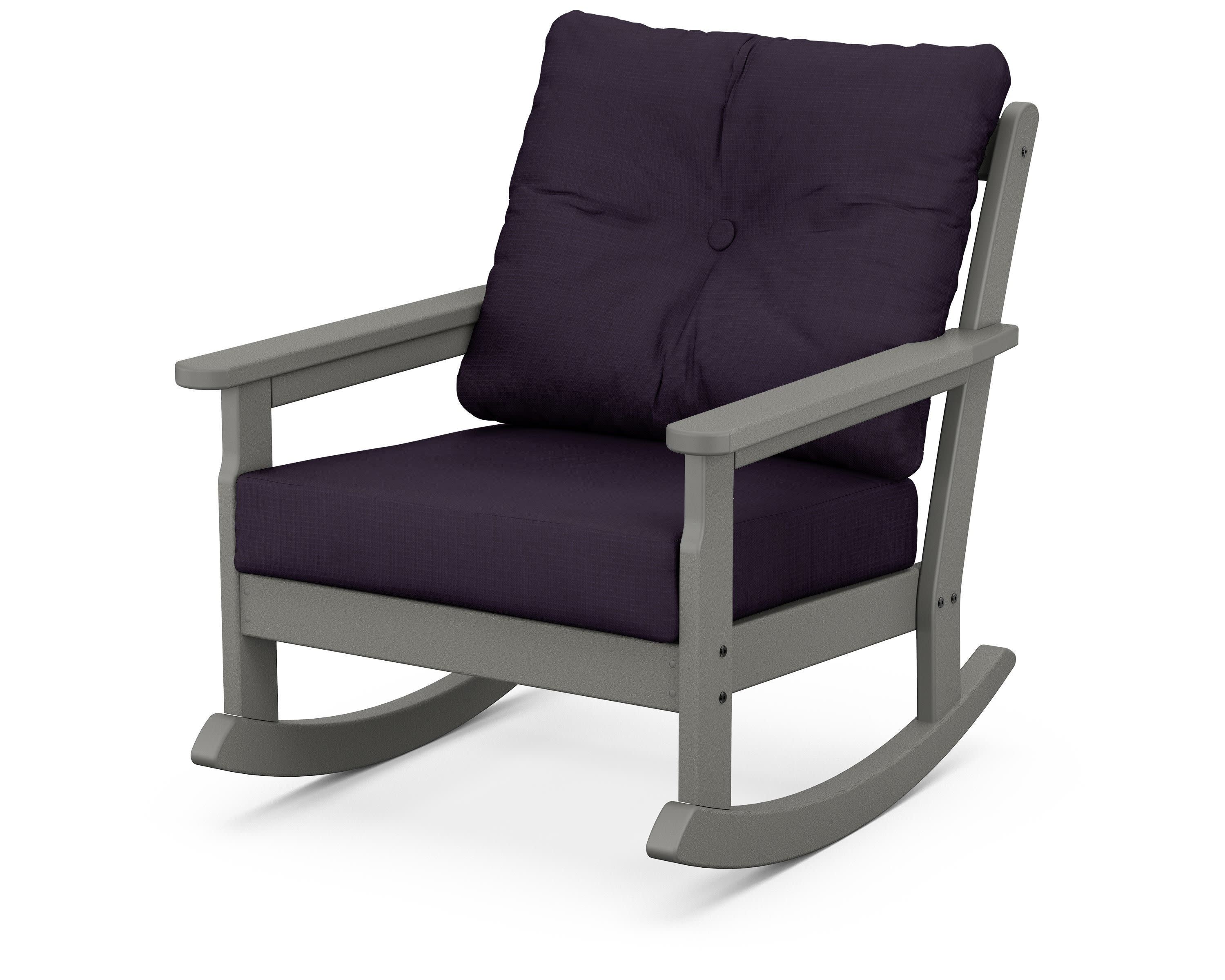 Vineyard Deep Seating Rocking Chair in Slate Grey / Navy Linen