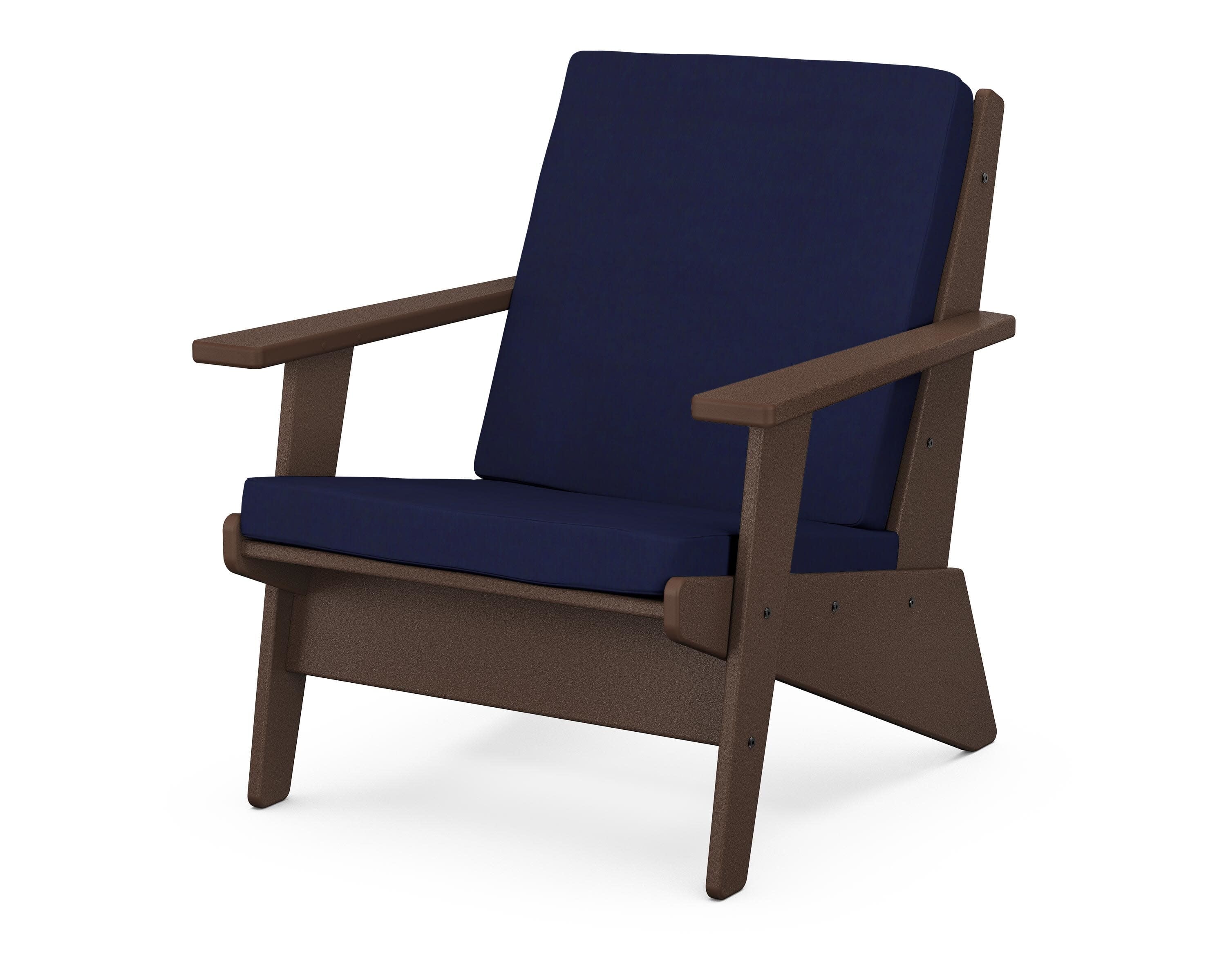 Riviera Modern Lounge Chair in Mahogany / Navy