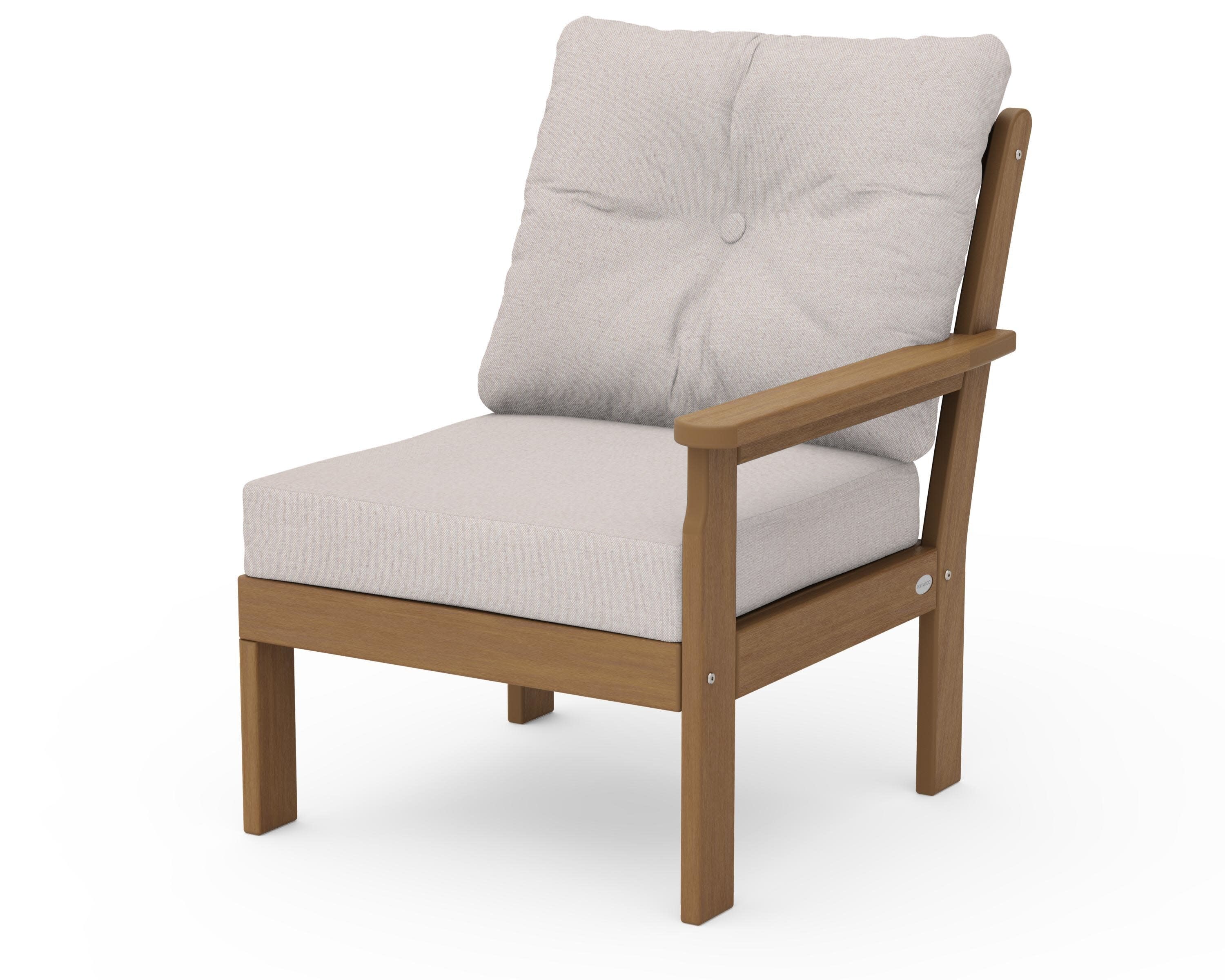 Vineyard Modular Right Arm Chair in Natural / Dune Burlap