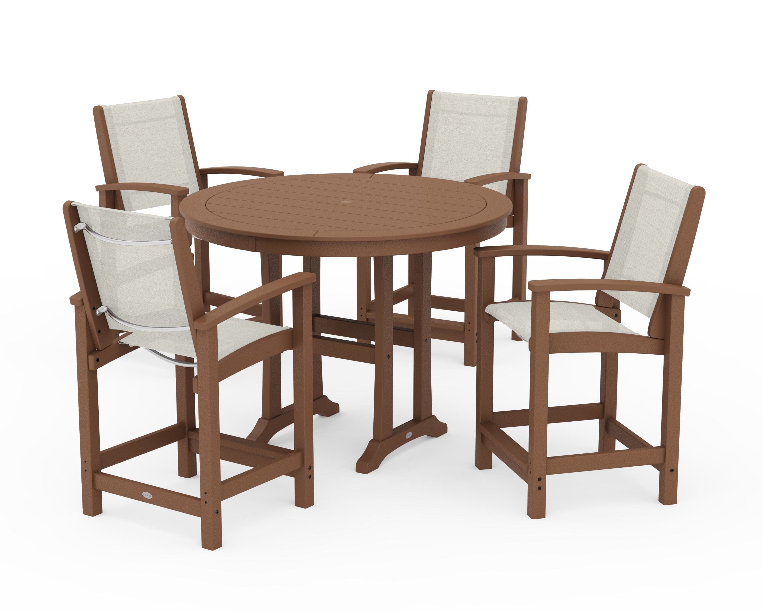 Coastal 5-Piece Counter Set in Teak / Parchment Sling