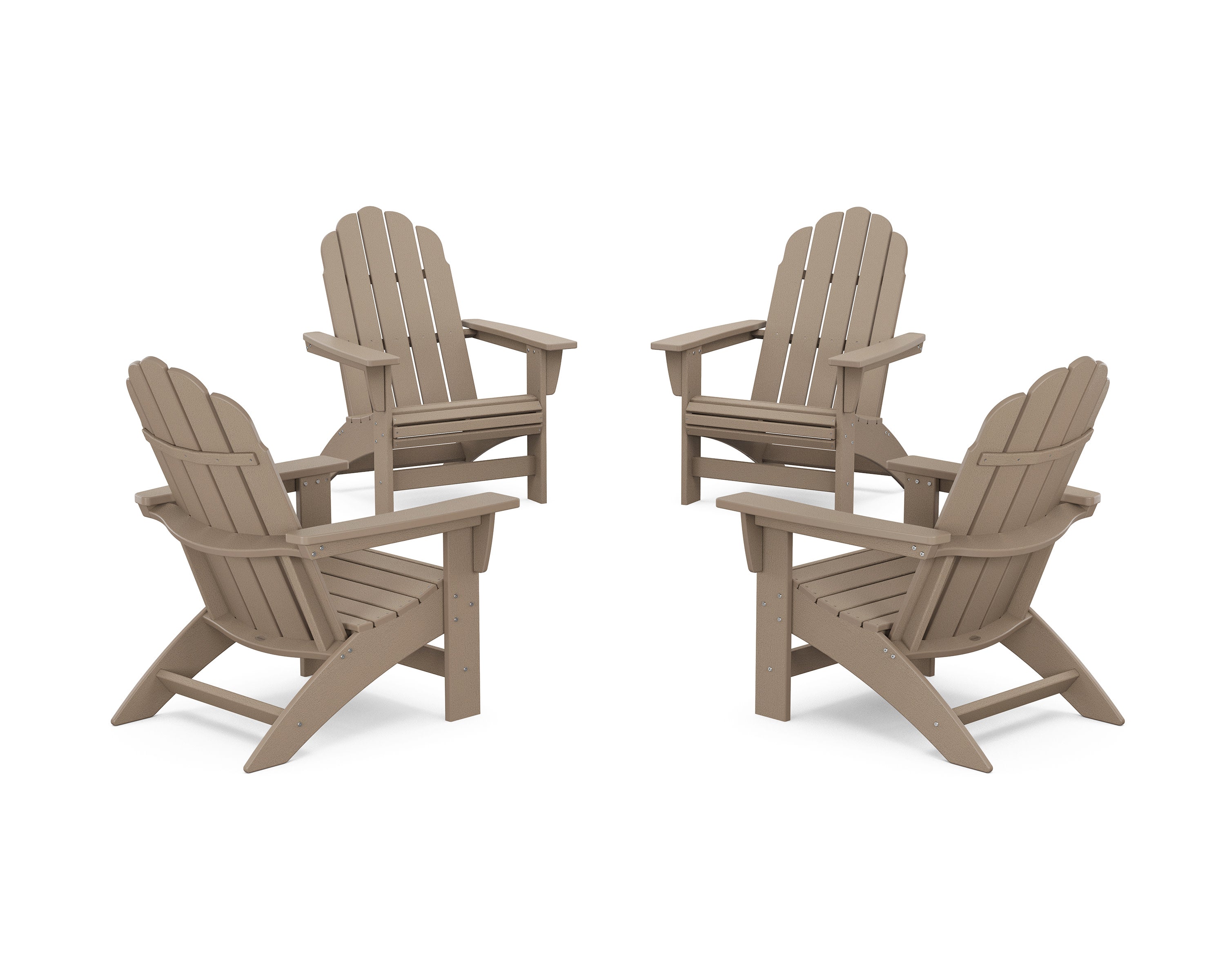 4-Piece Vineyard Grand Adirondack Chair Conversation Set in Vintage Sahara