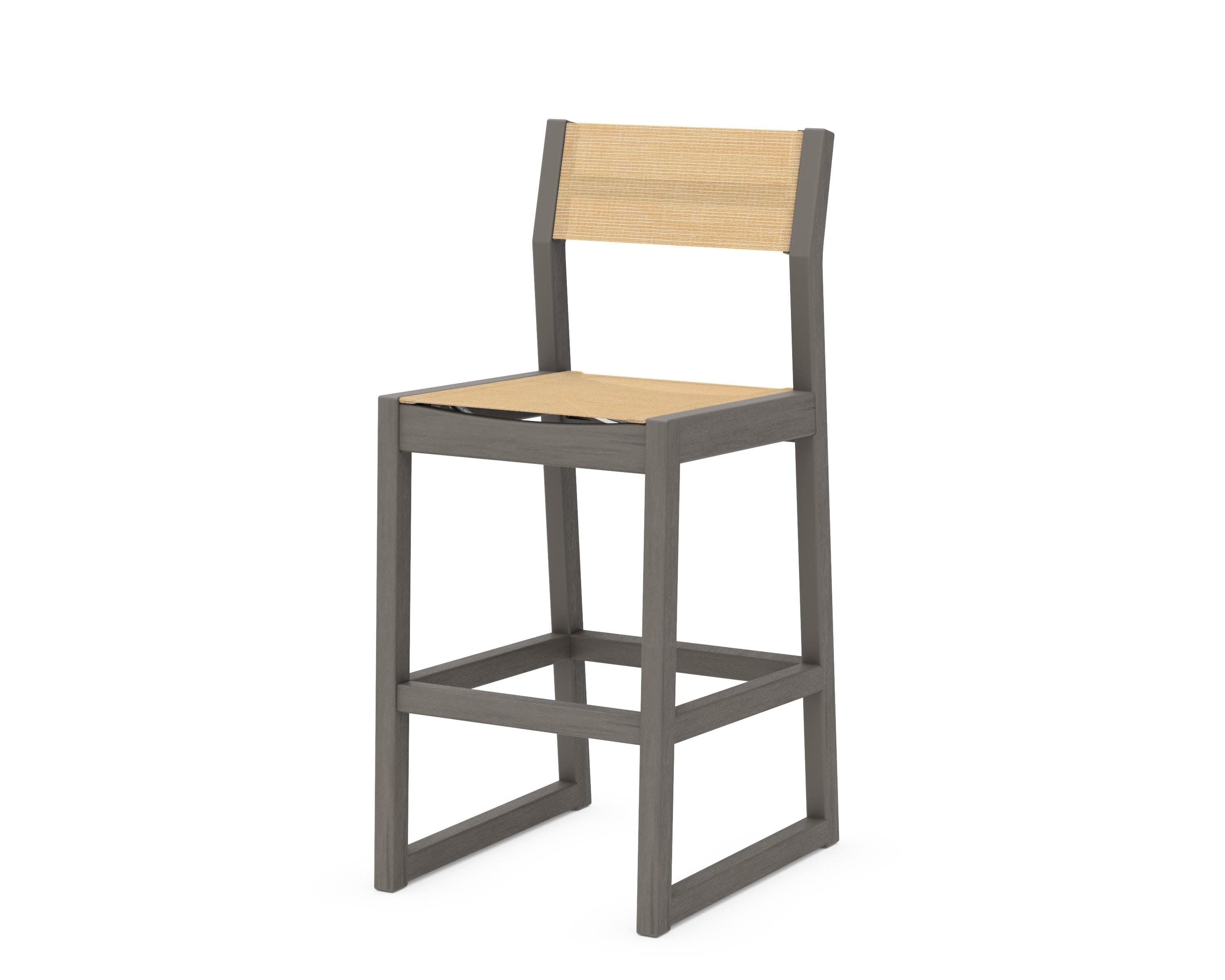 EDGE Sling Bar Side Chair in Driftwood / Dupioni Apricot Sling