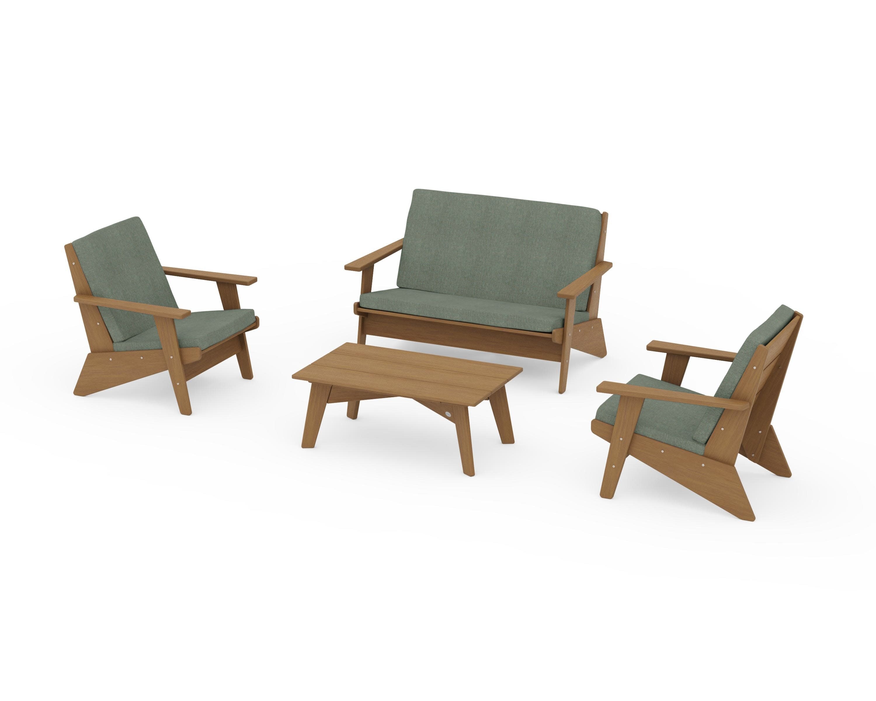 Riviera Modern Lounge 4-Piece Set in Natural / Cast Sage