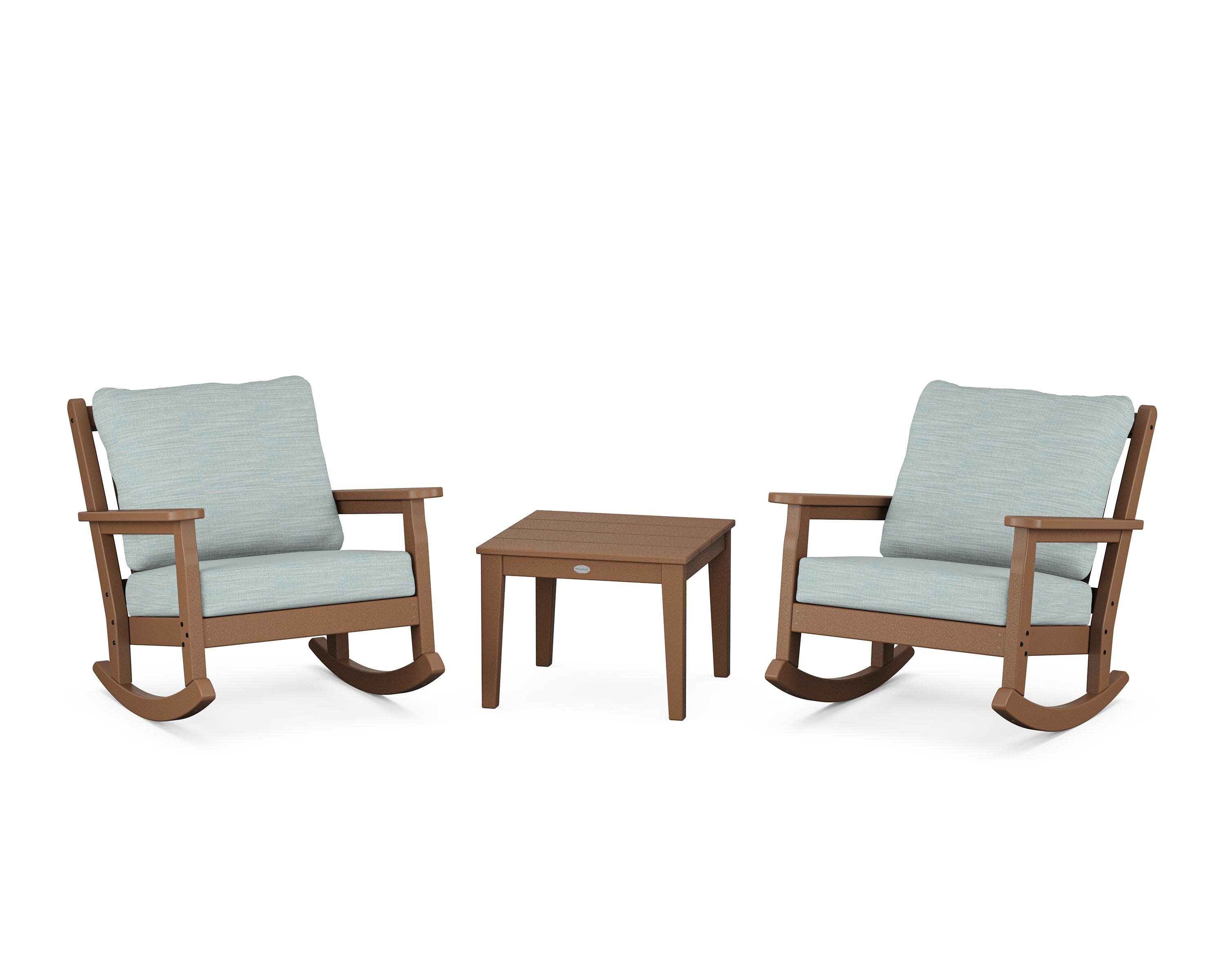 Chippendale 3-Piece Deep Seating Rocker Set in Teak / Soothe Mist