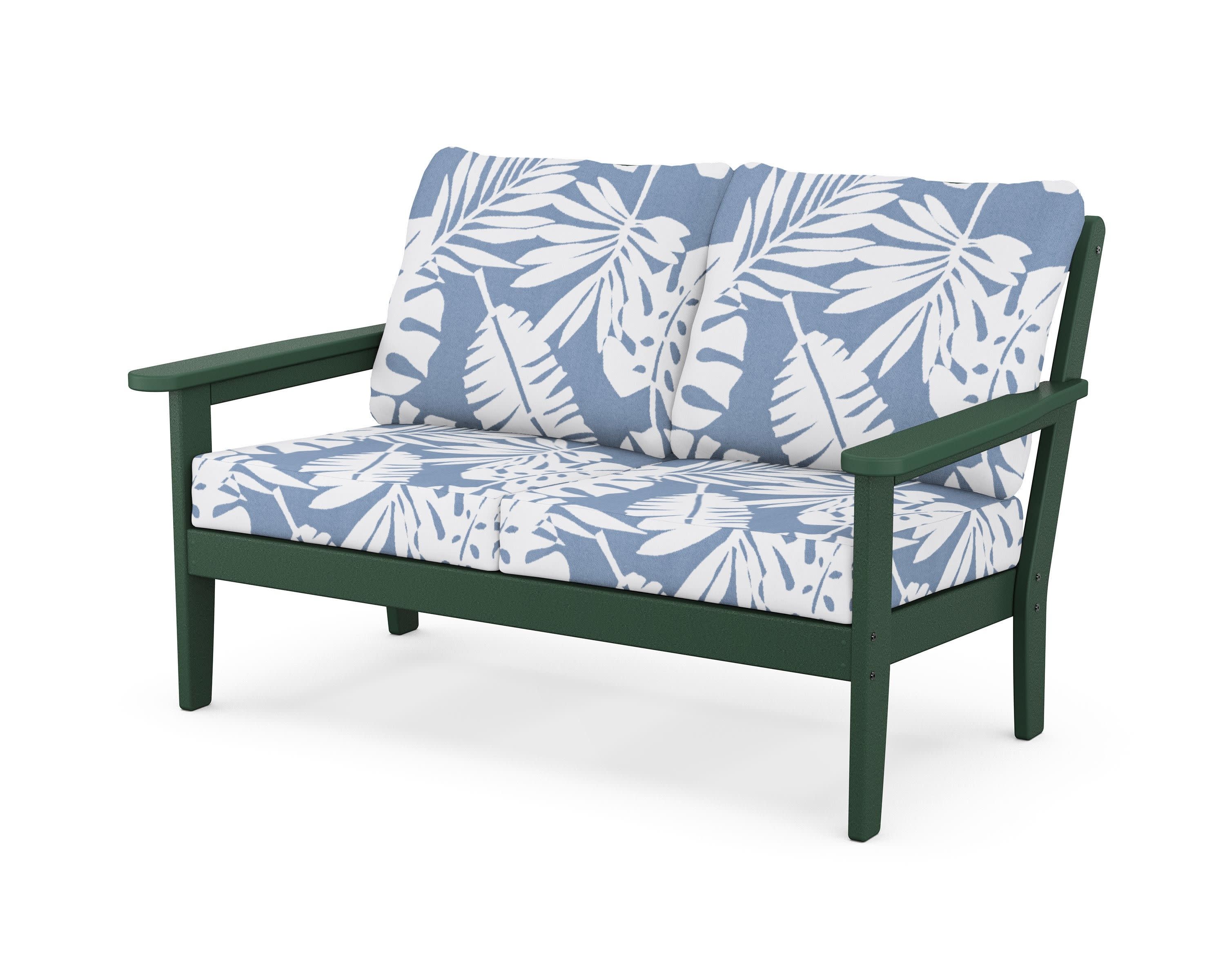 Cottage Deep Seating Loveseat in Green / Leaf Sky Blue