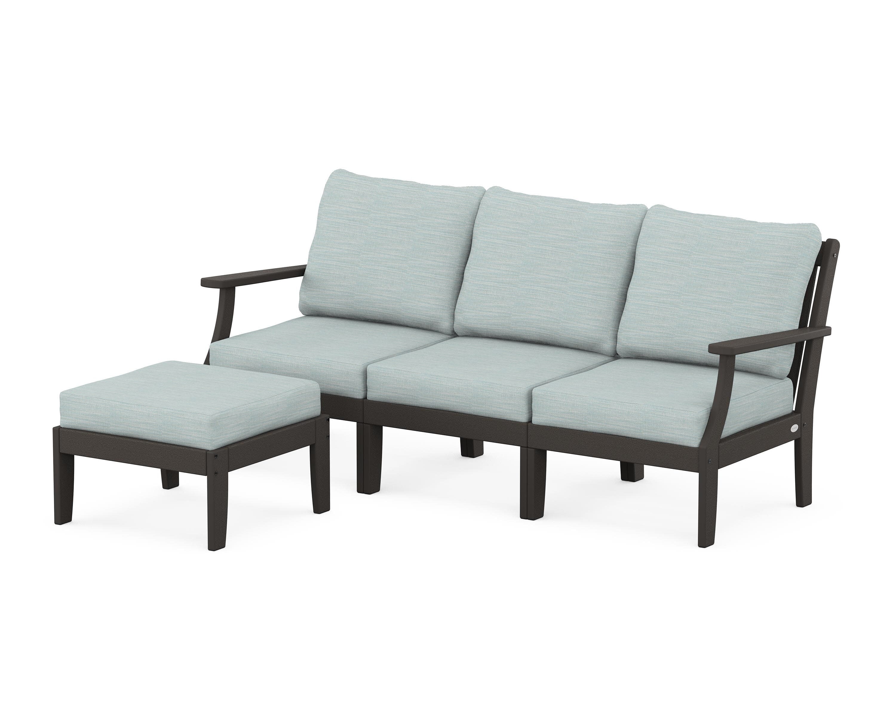 Braxton Modular 4-Piece Deep Seating Set with Ottoman in Vintage Coffee / Soothe Mist