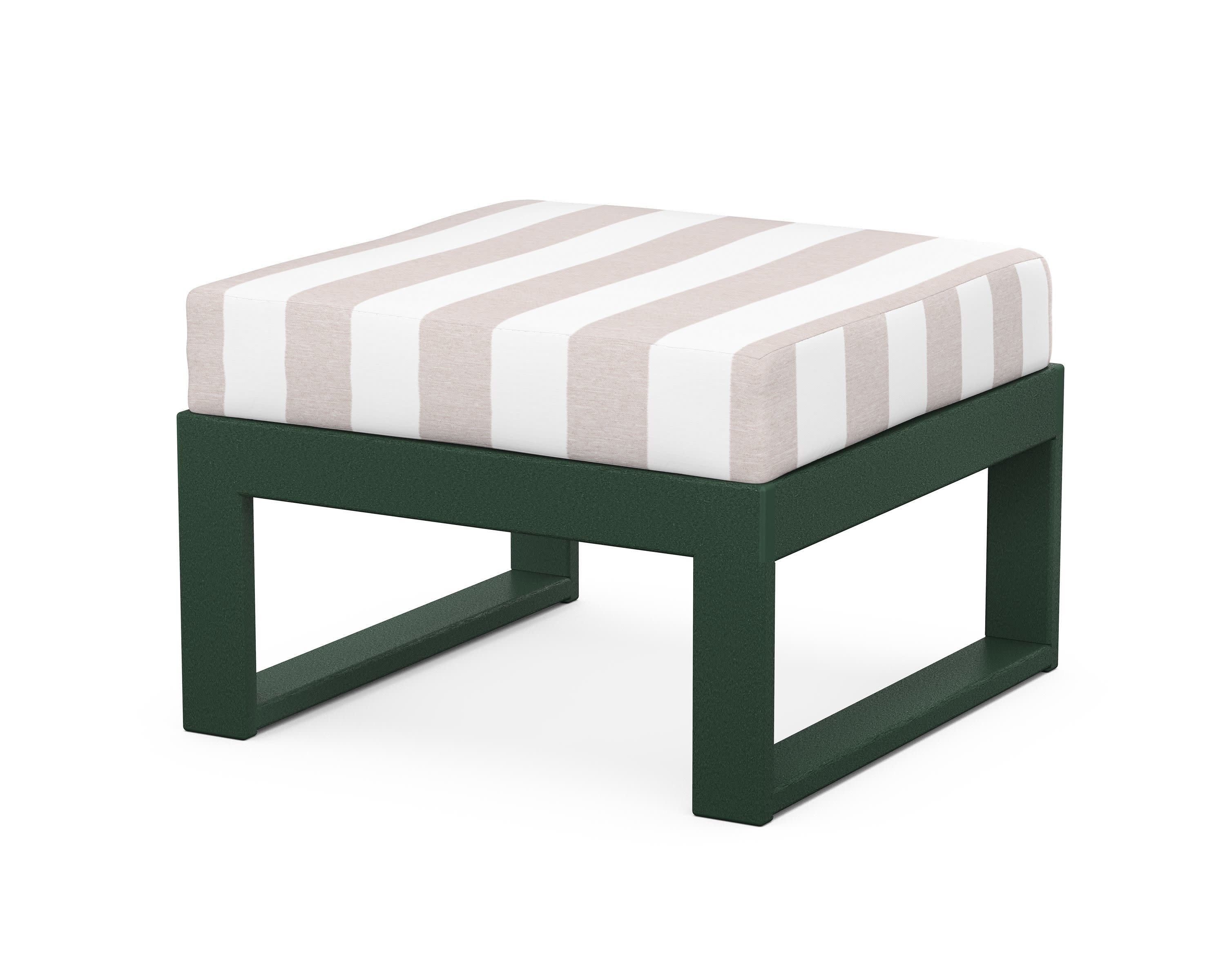 Modular Ottoman - Modern in Green / Cabana Stripe Dune Burlap
