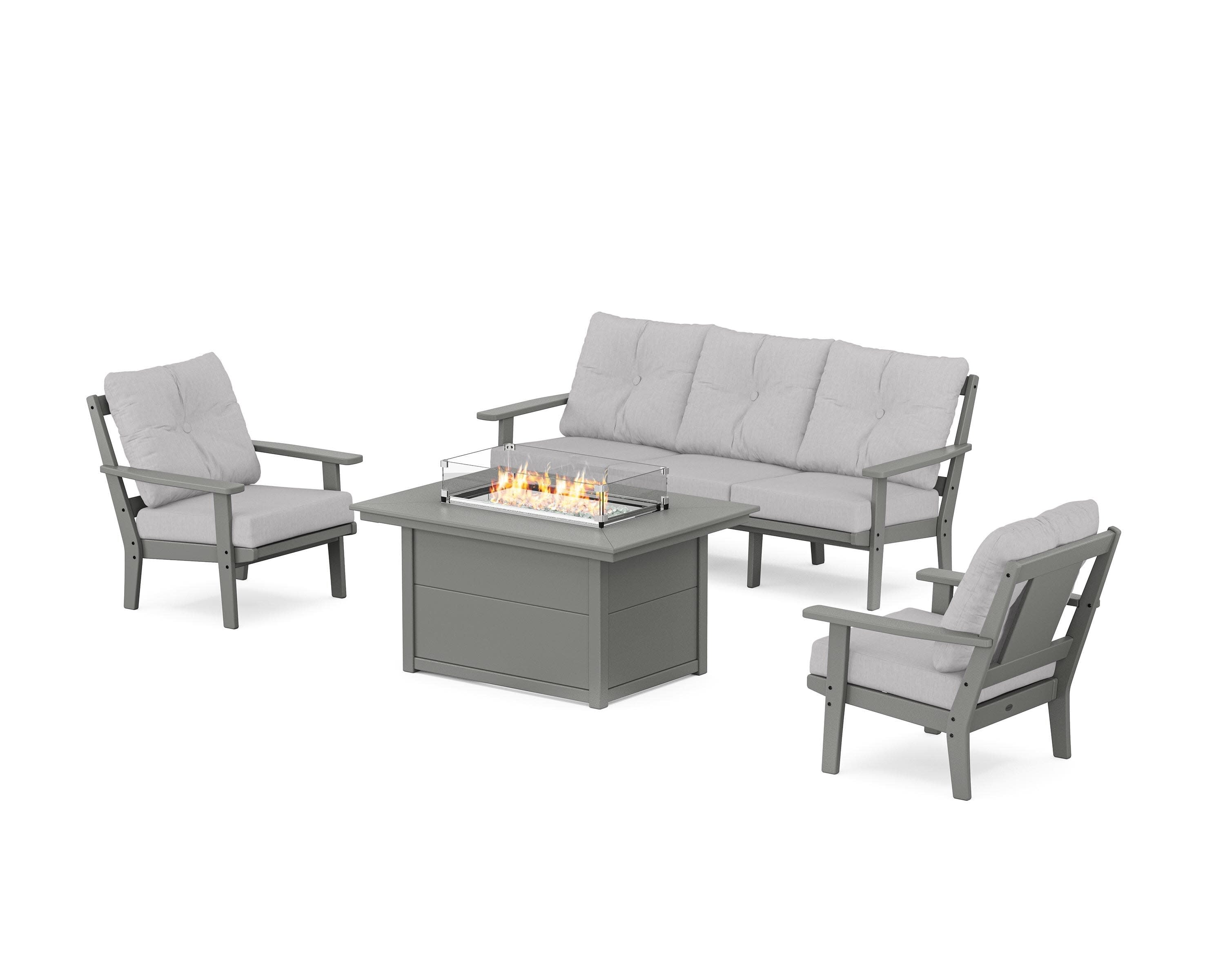 Prairie Deep Seating Fire Pit Table Set in Slate Grey / Granite