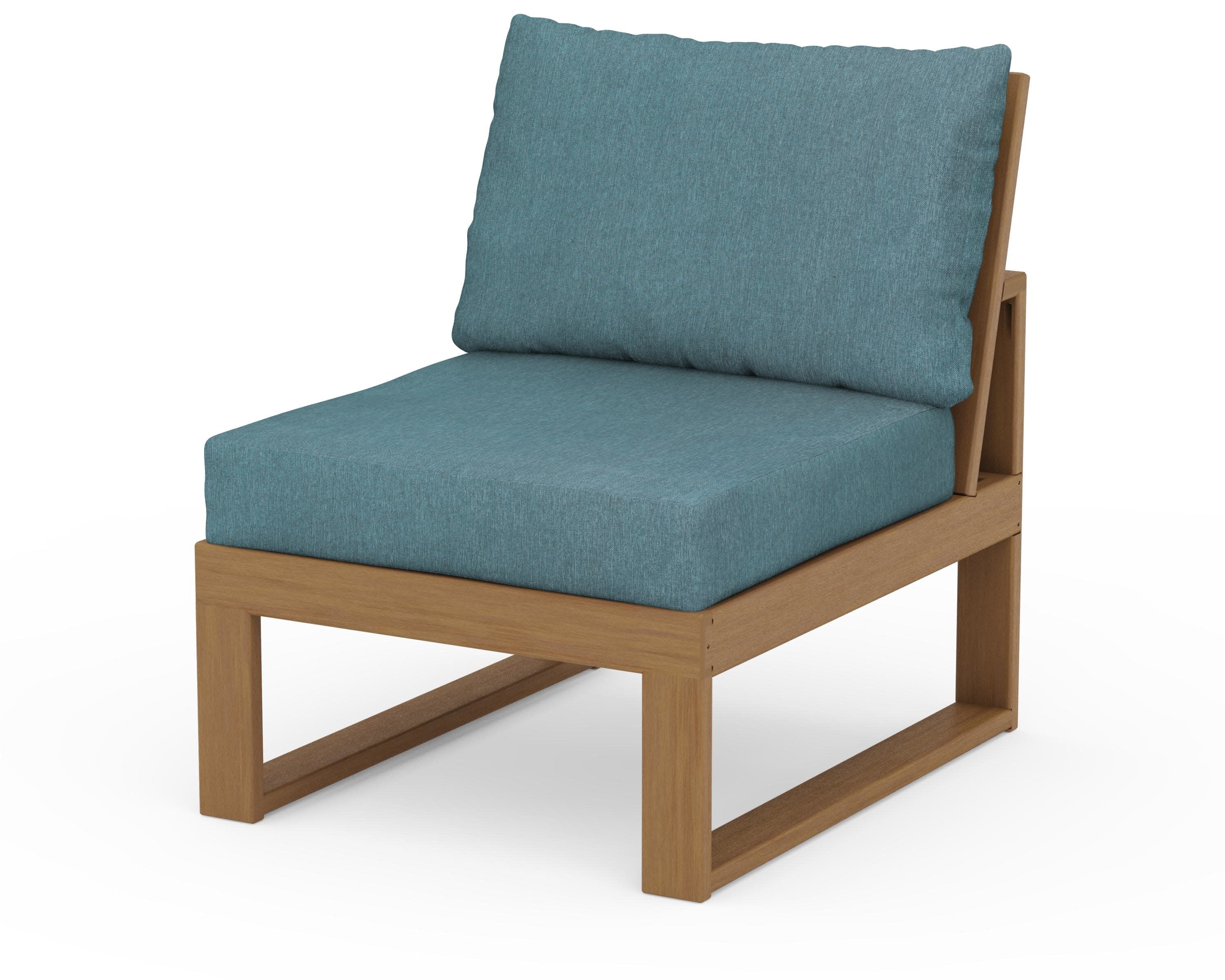 Modular Armless Chair in Natural / Ocean Teal