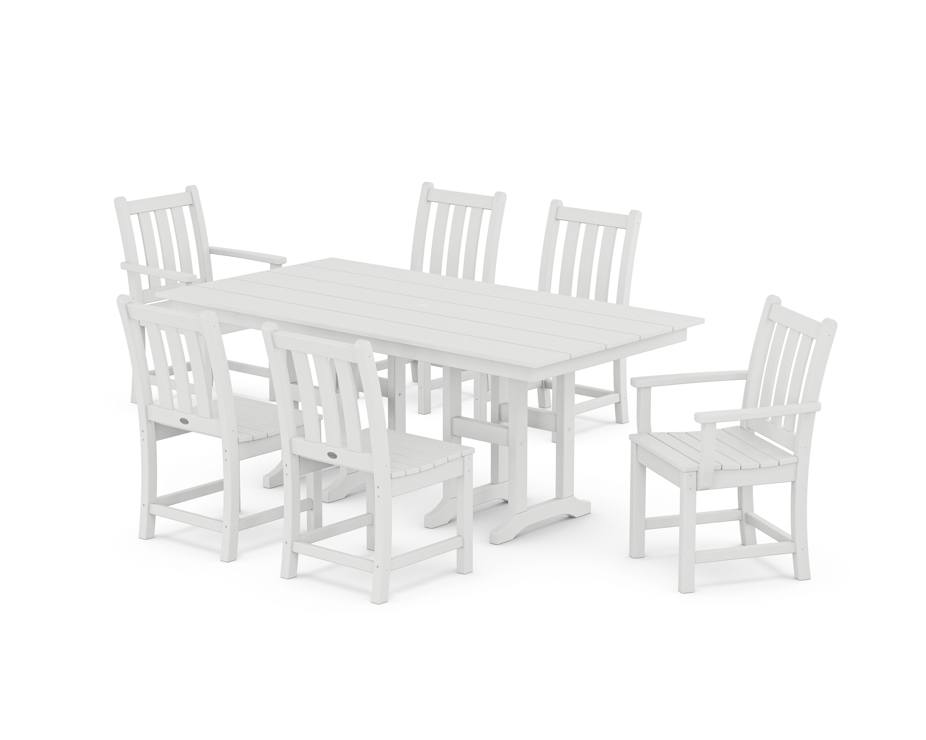 Traditional Garden 7-Piece Farmhouse Dining Set in White