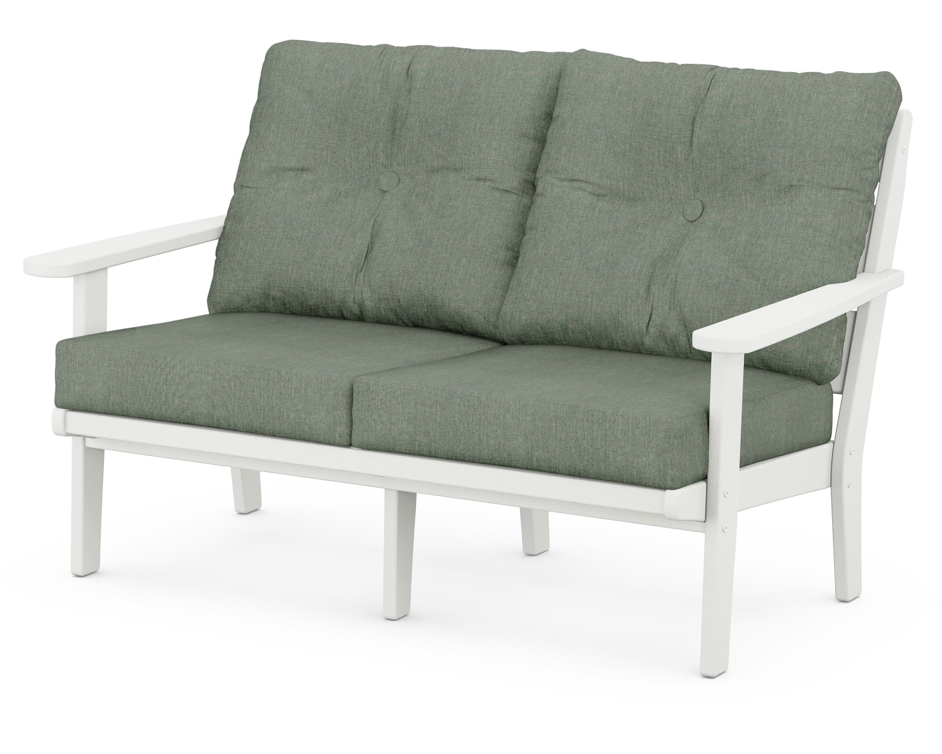 Lakeside Deep Seating Loveseat in Vintage White / Cast Sage
