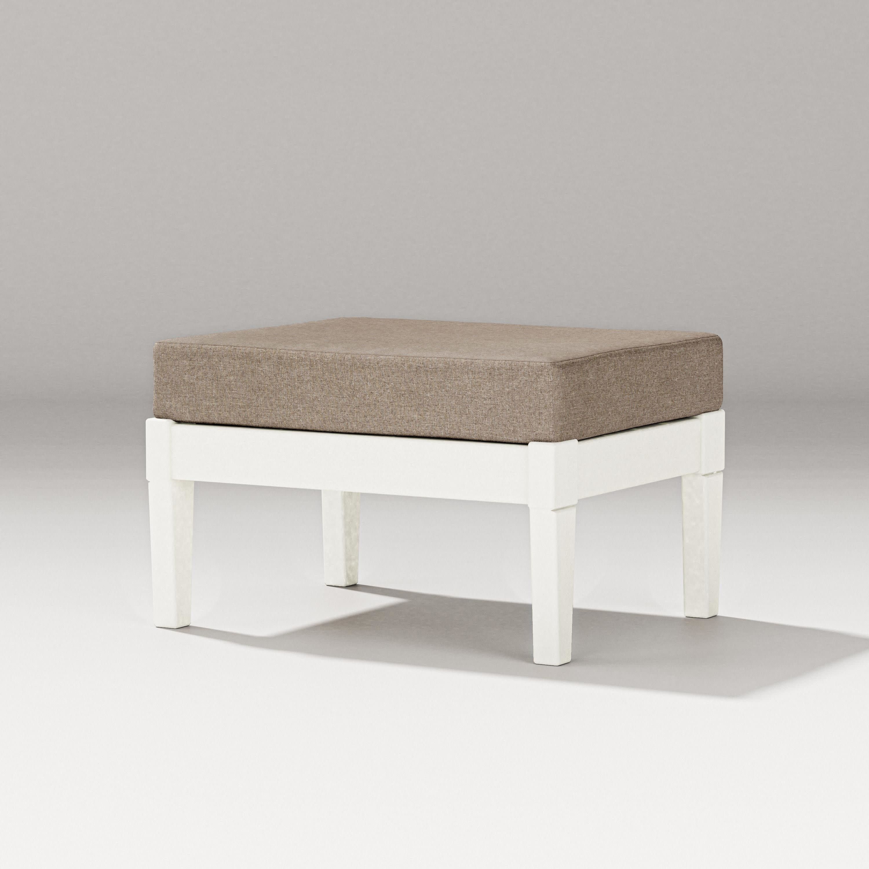 Estate Lounge Ottoman in Vintage White / Spiced Burlap