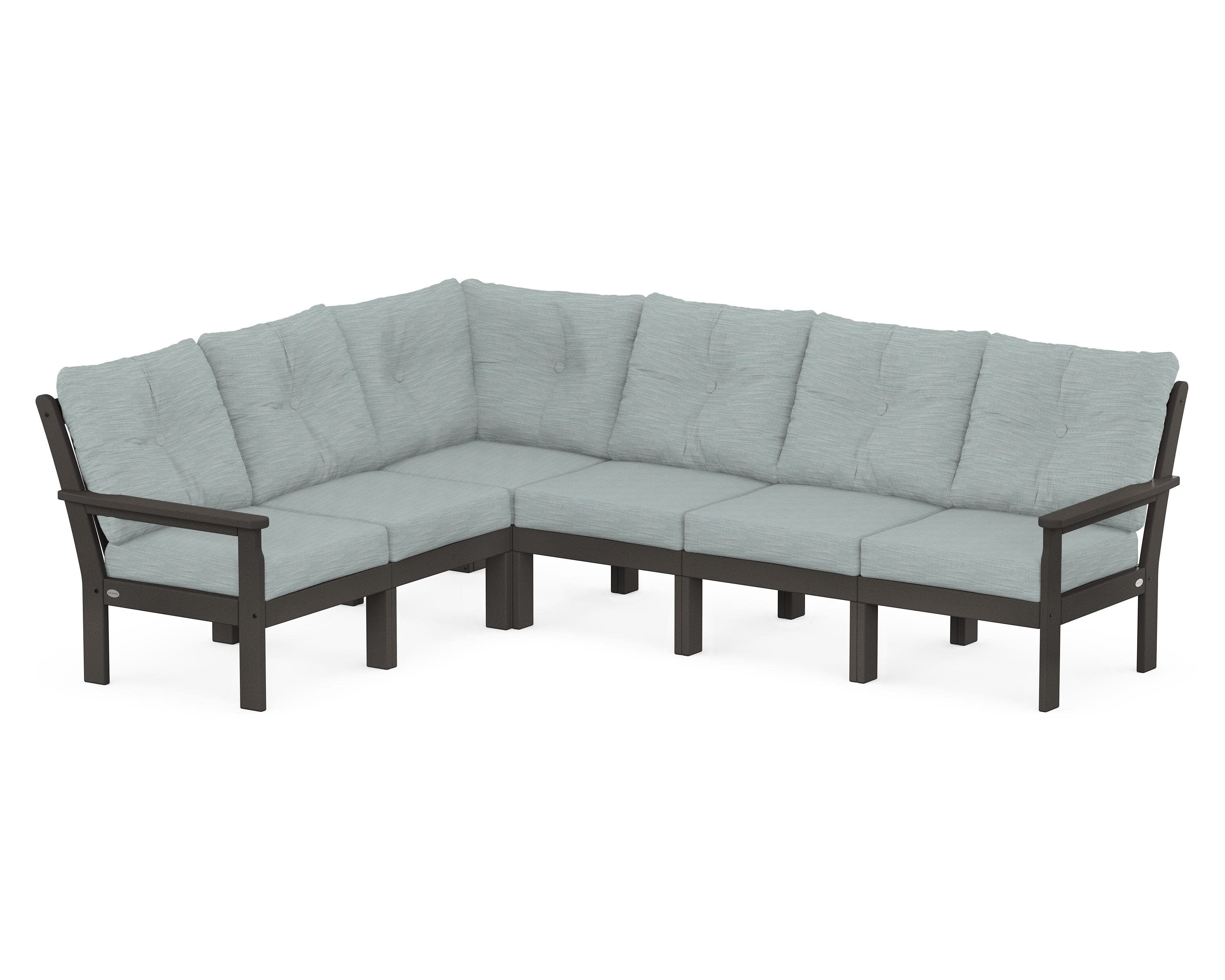 Vineyard 6-Piece Sectional in Vintage Coffee / Soothe Mist