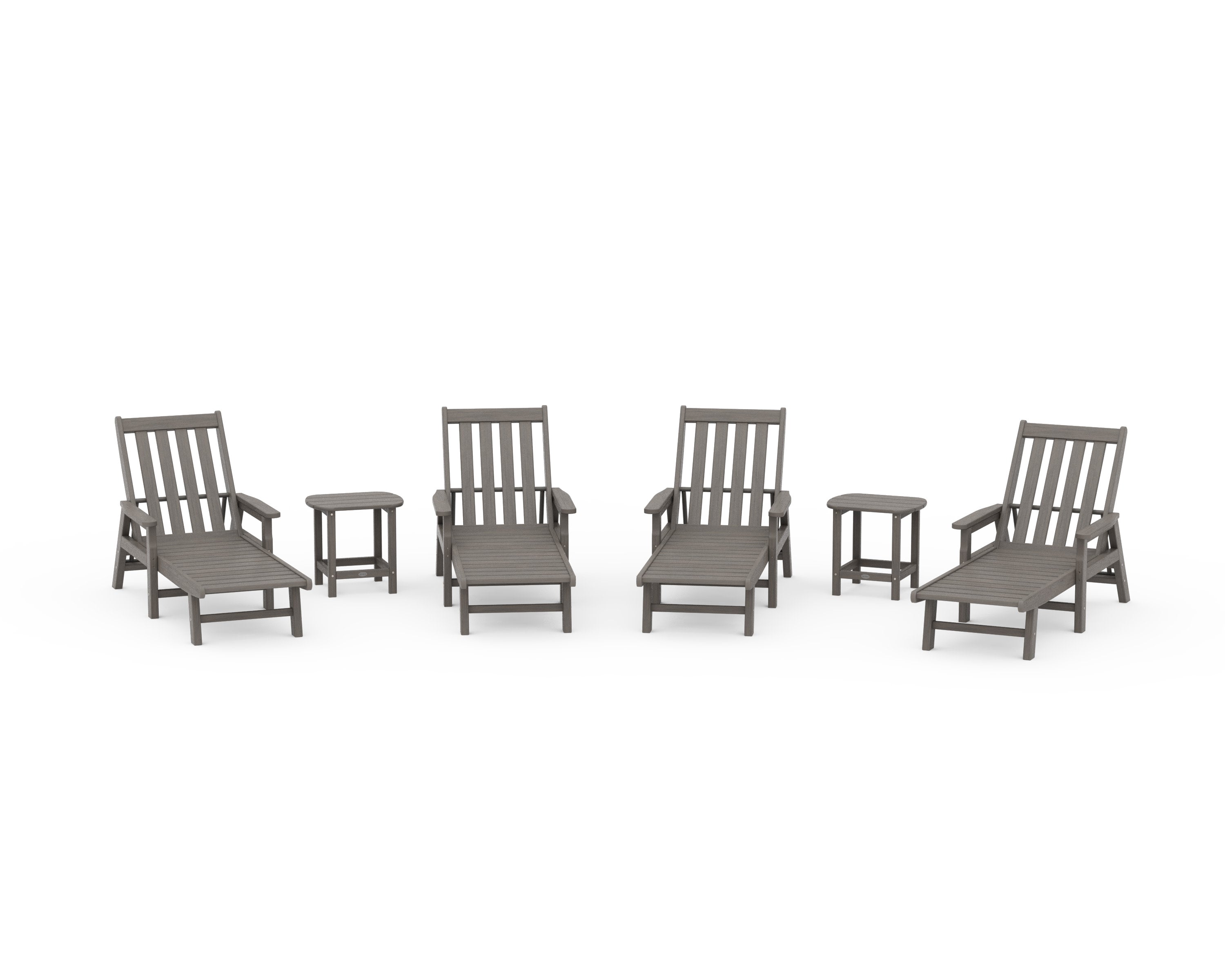 Vineyard 6-Piece Chaise with Arms Set in Driftwood