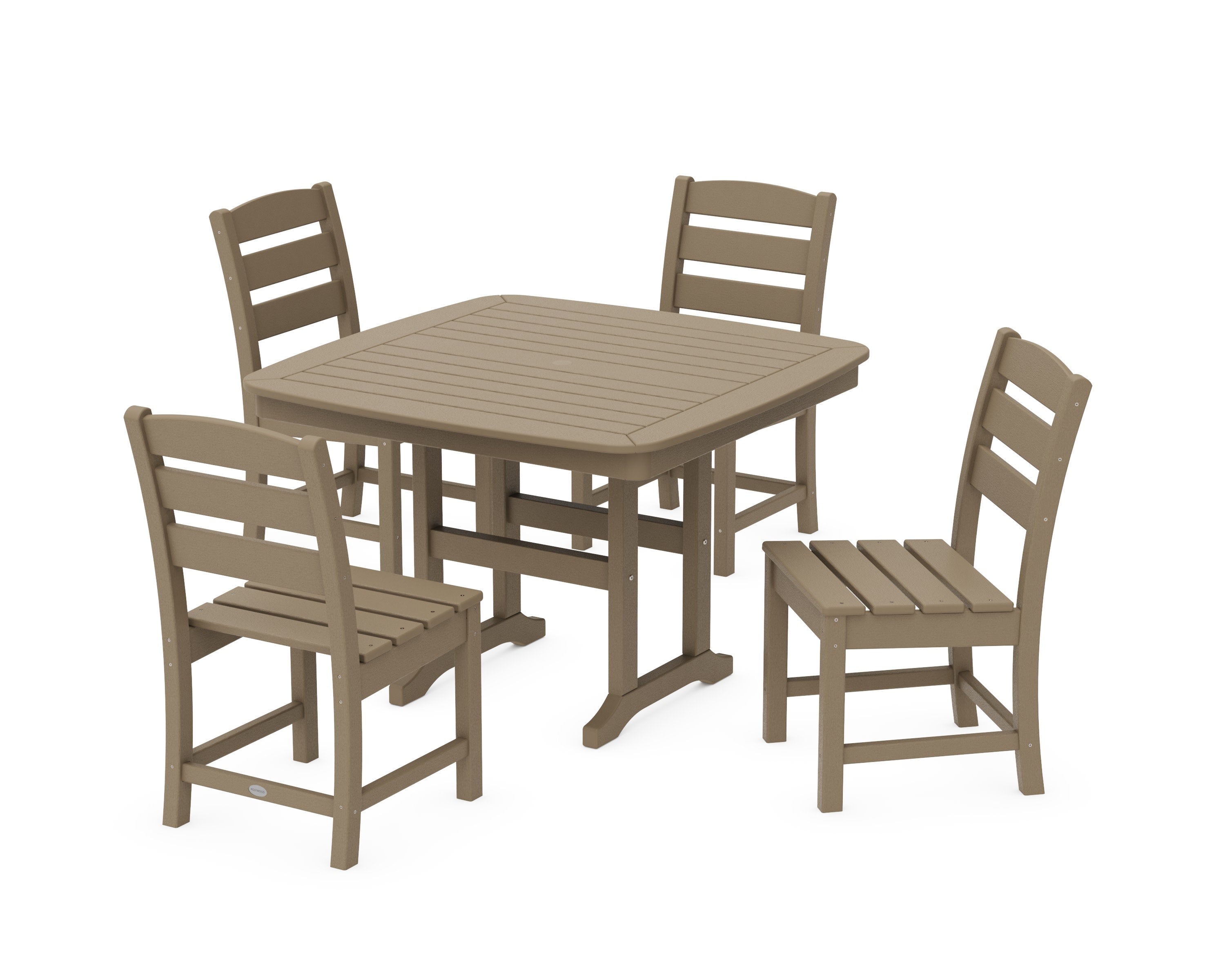 Lakeside Side Chair 5-Piece Dining Set with Trestle Legs in Vintage Sahara