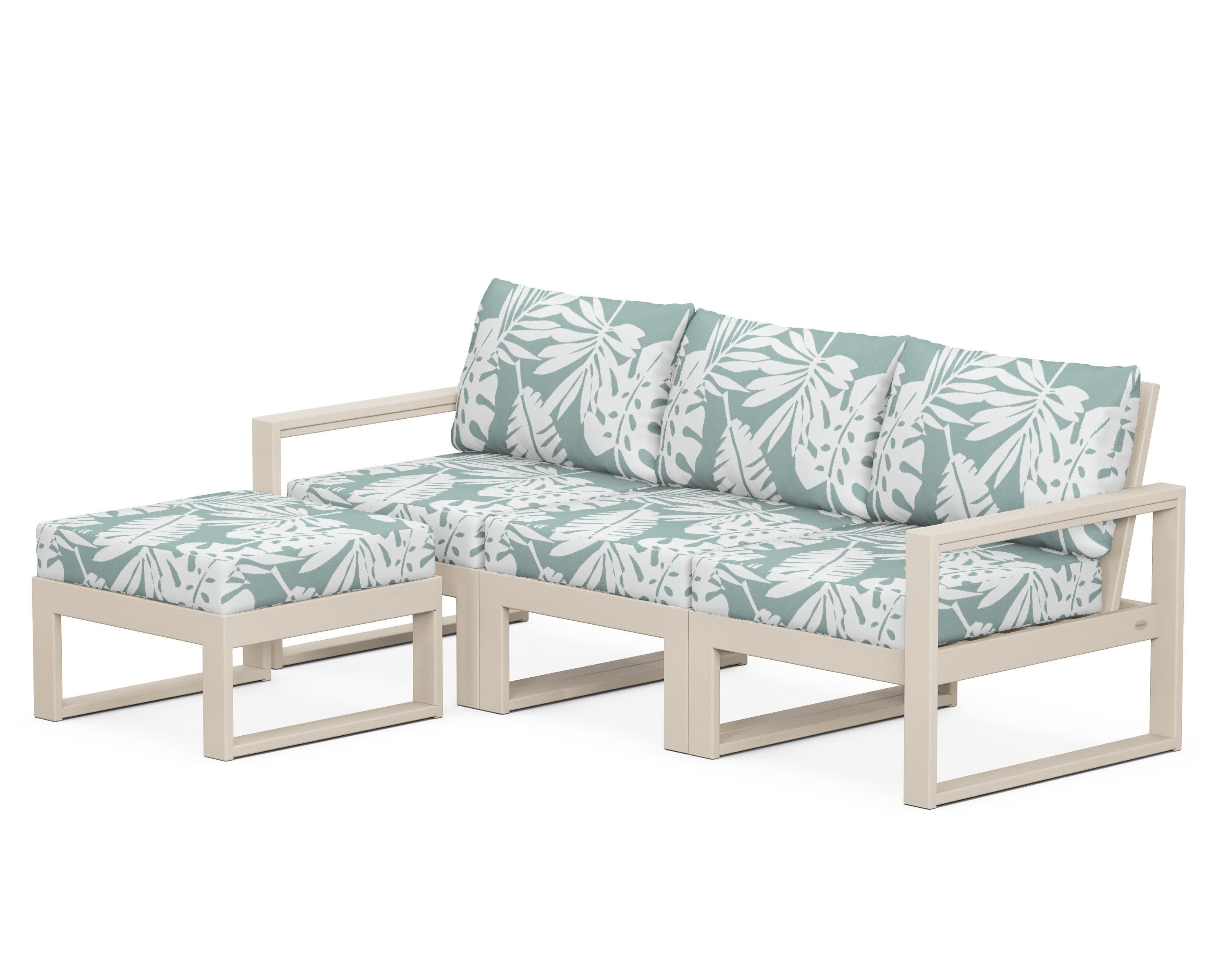 EDGE 4-Piece Modular Deep Seating Set with Ottoman in Sand / Leaf Glacier Spa