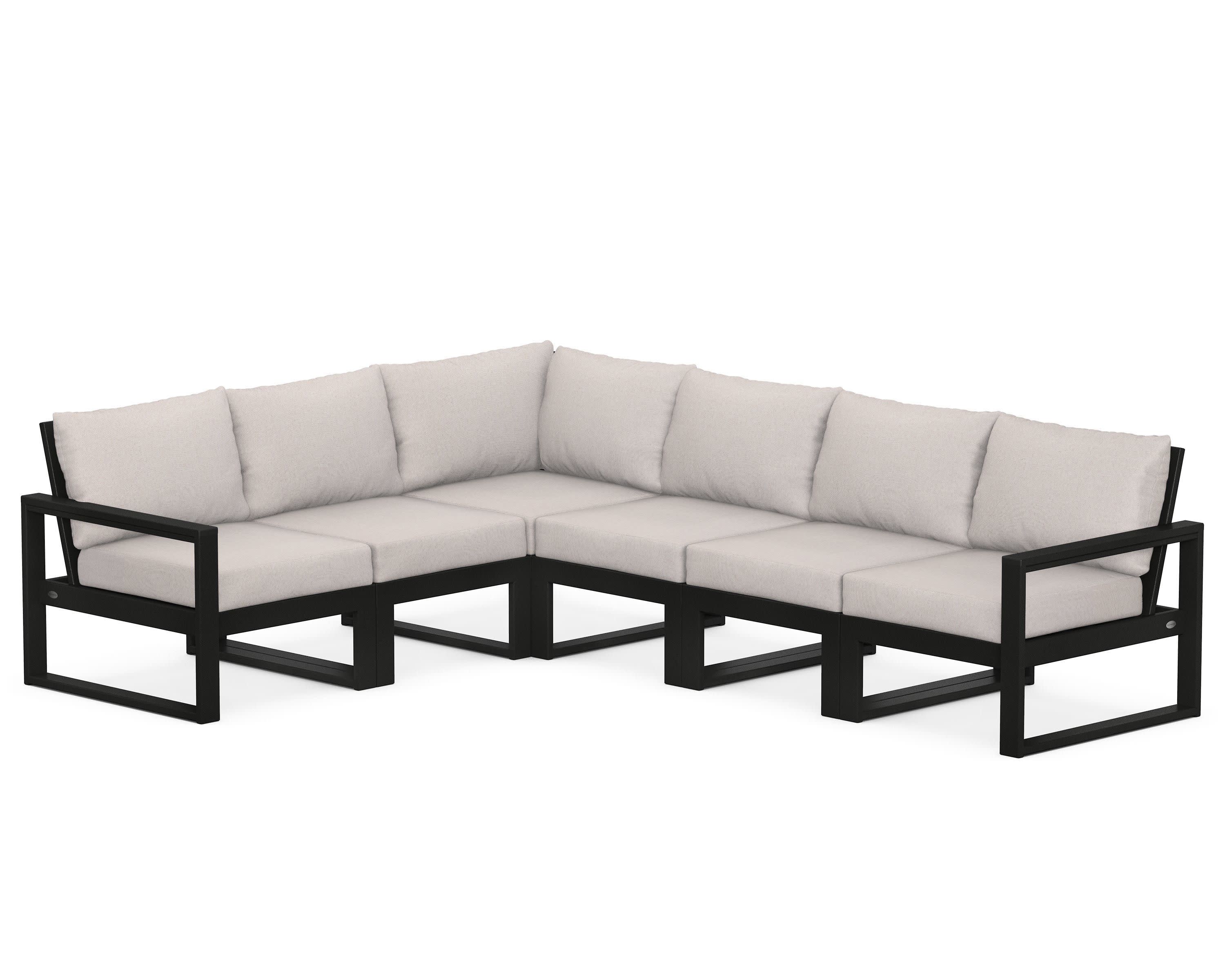 EDGE 6-Piece Modular Deep Seating Set in Black / Dune Burlap