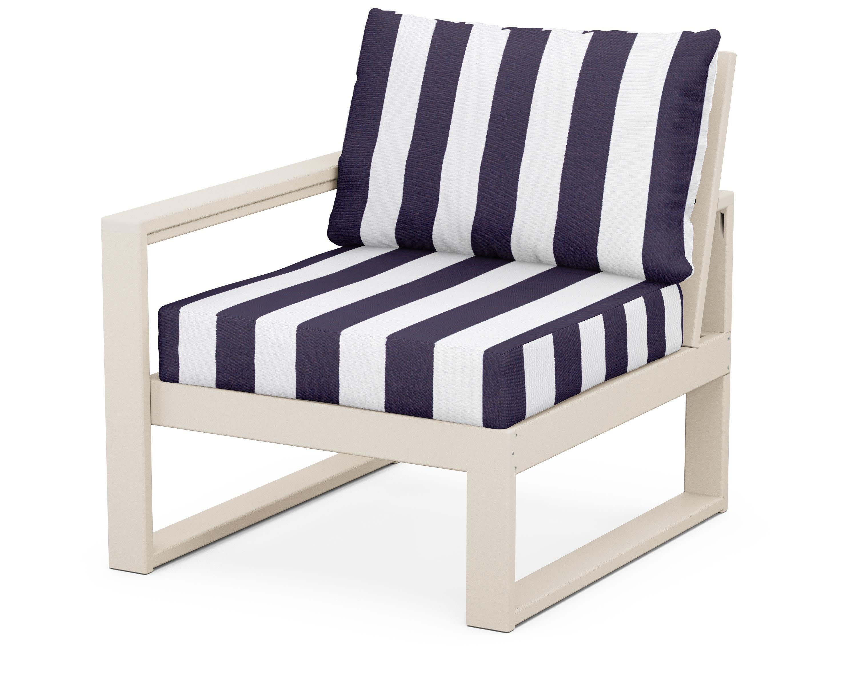 EDGE Modular Left Arm Chair in Sand / Cabana Stripe Navy