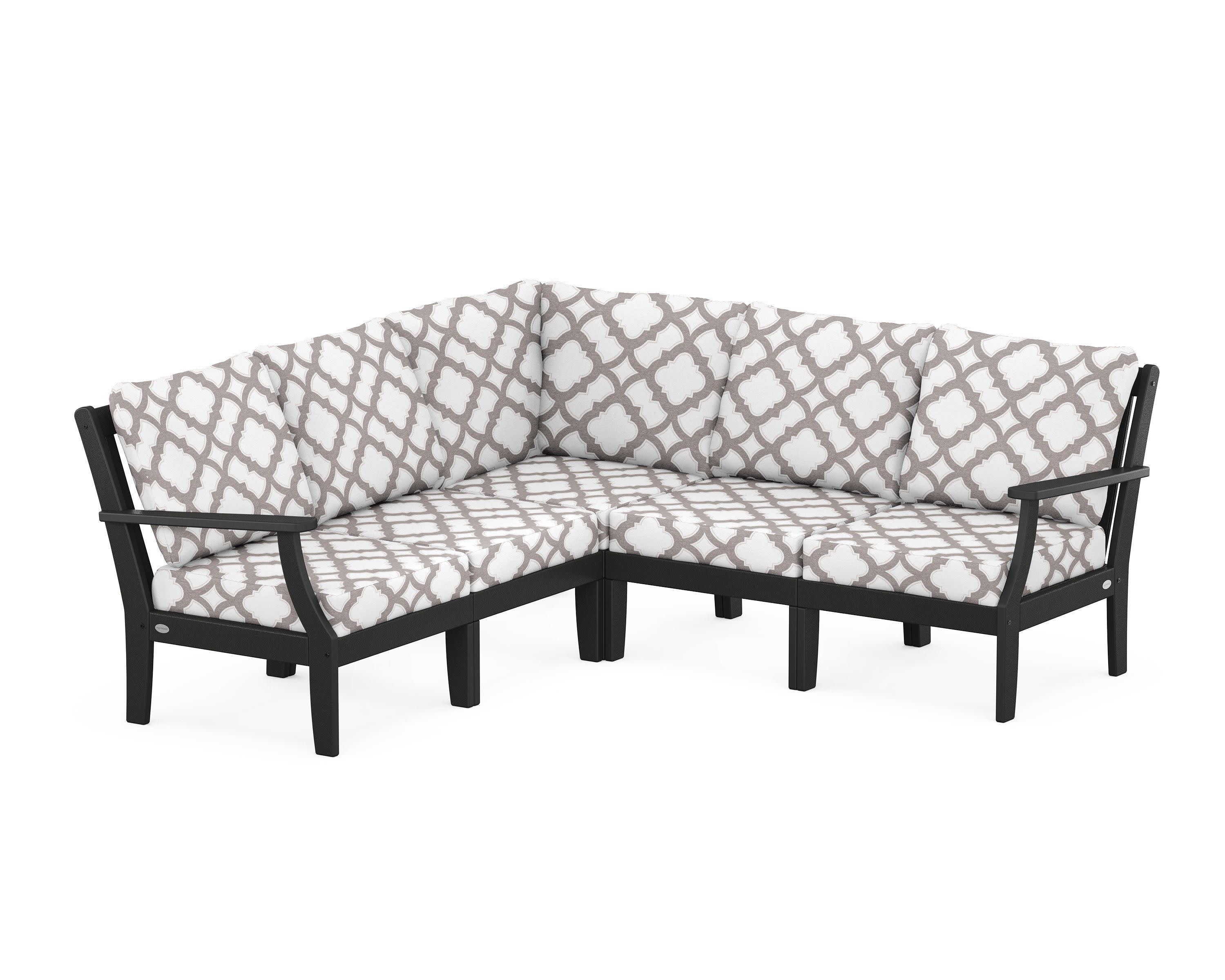 Braxton Modular 5-Piece Deep Seating Set in Black / Trellis Grey Mist