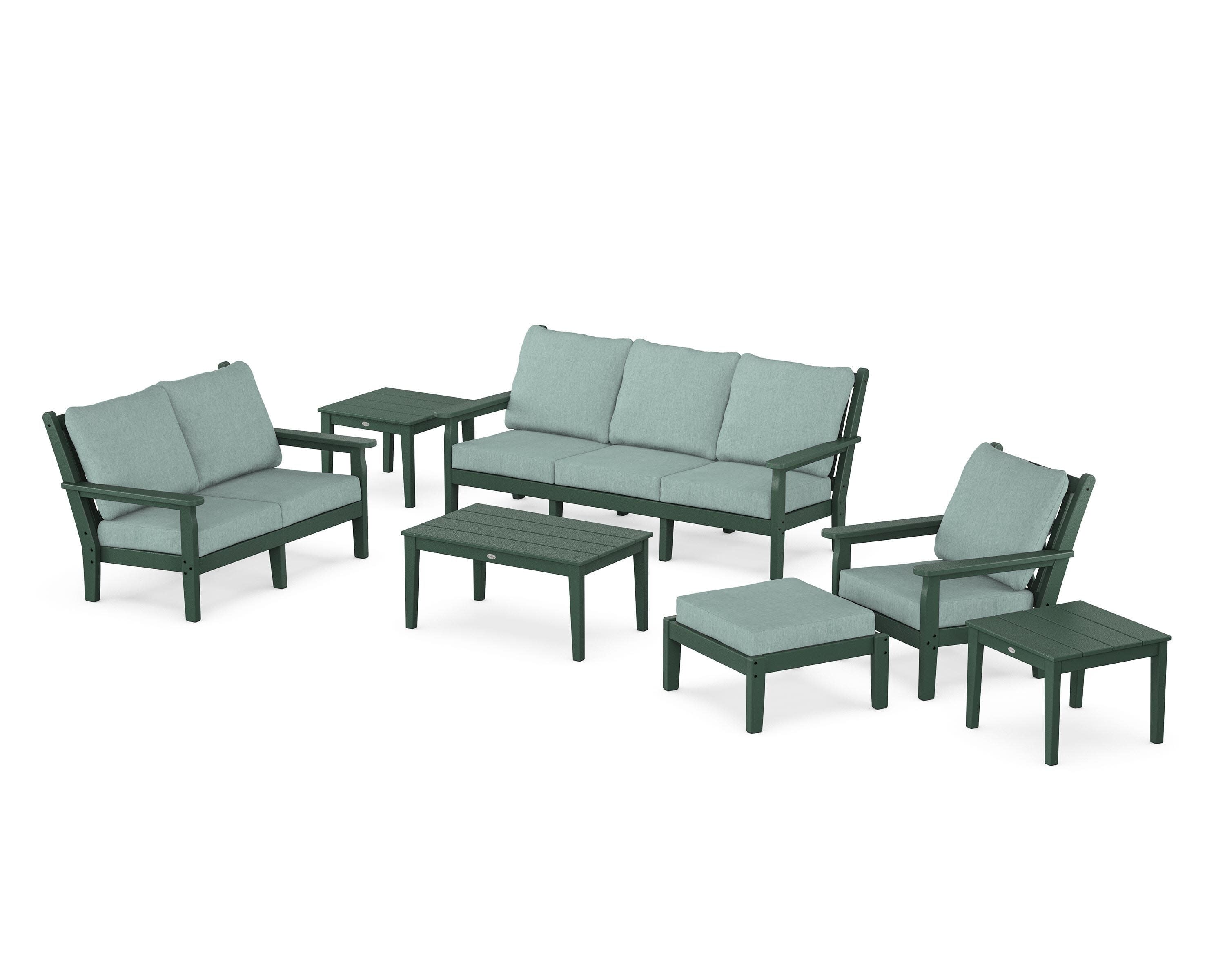 Chippendale 7-Piece Deep Seating Set in Green / Glacier Spa