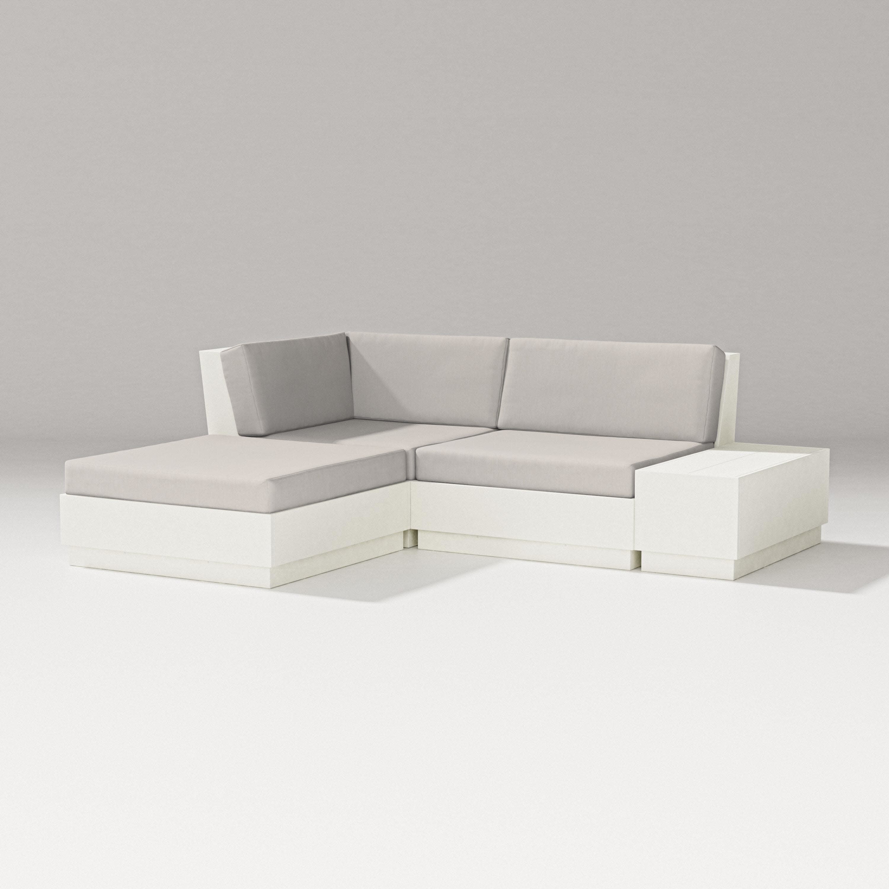Elevate Loveseat Sectional with Chaise in Vintage White / Cast Ash