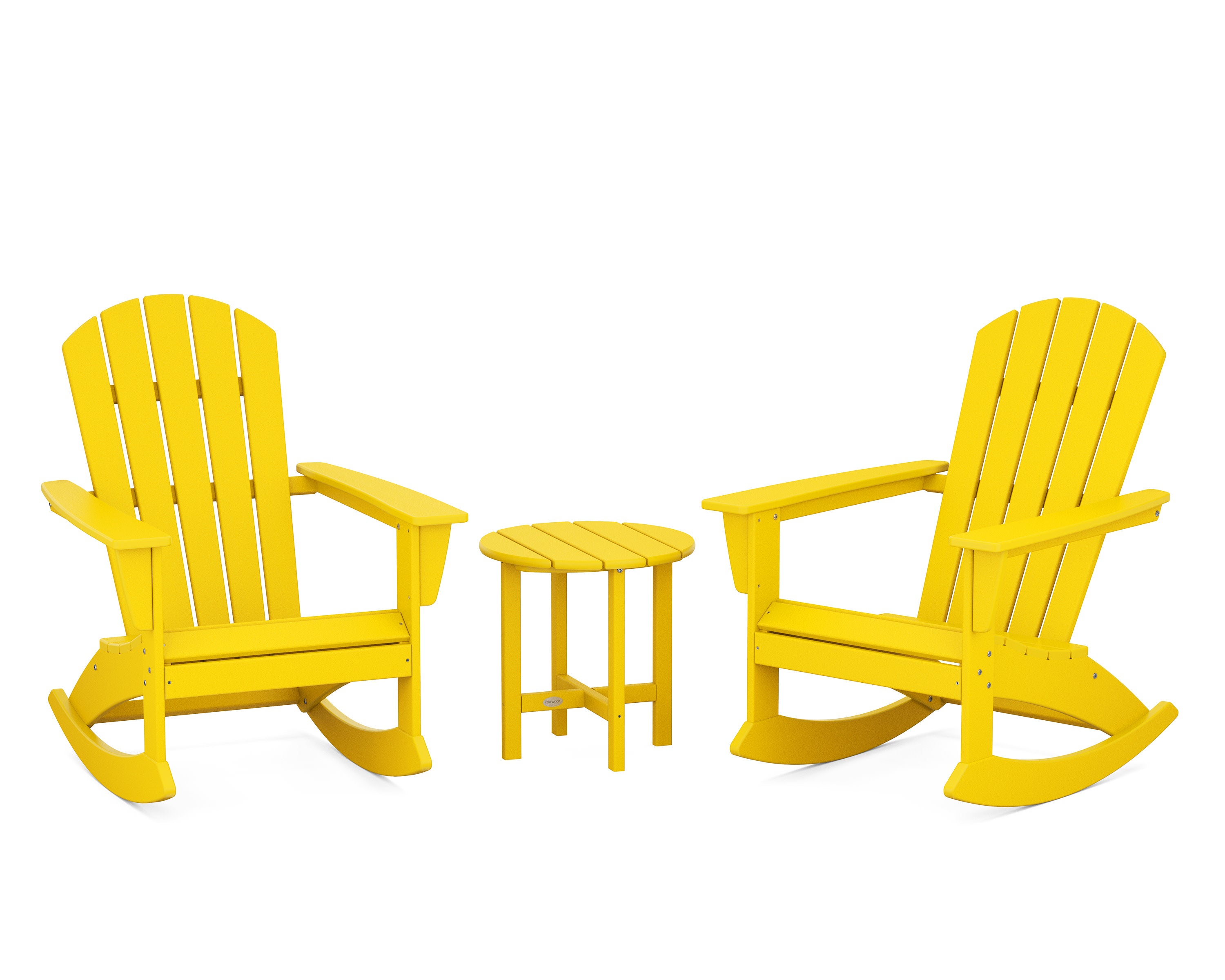 Nautical 3-Piece Adirondack Rocking Chair Set in Lemon
