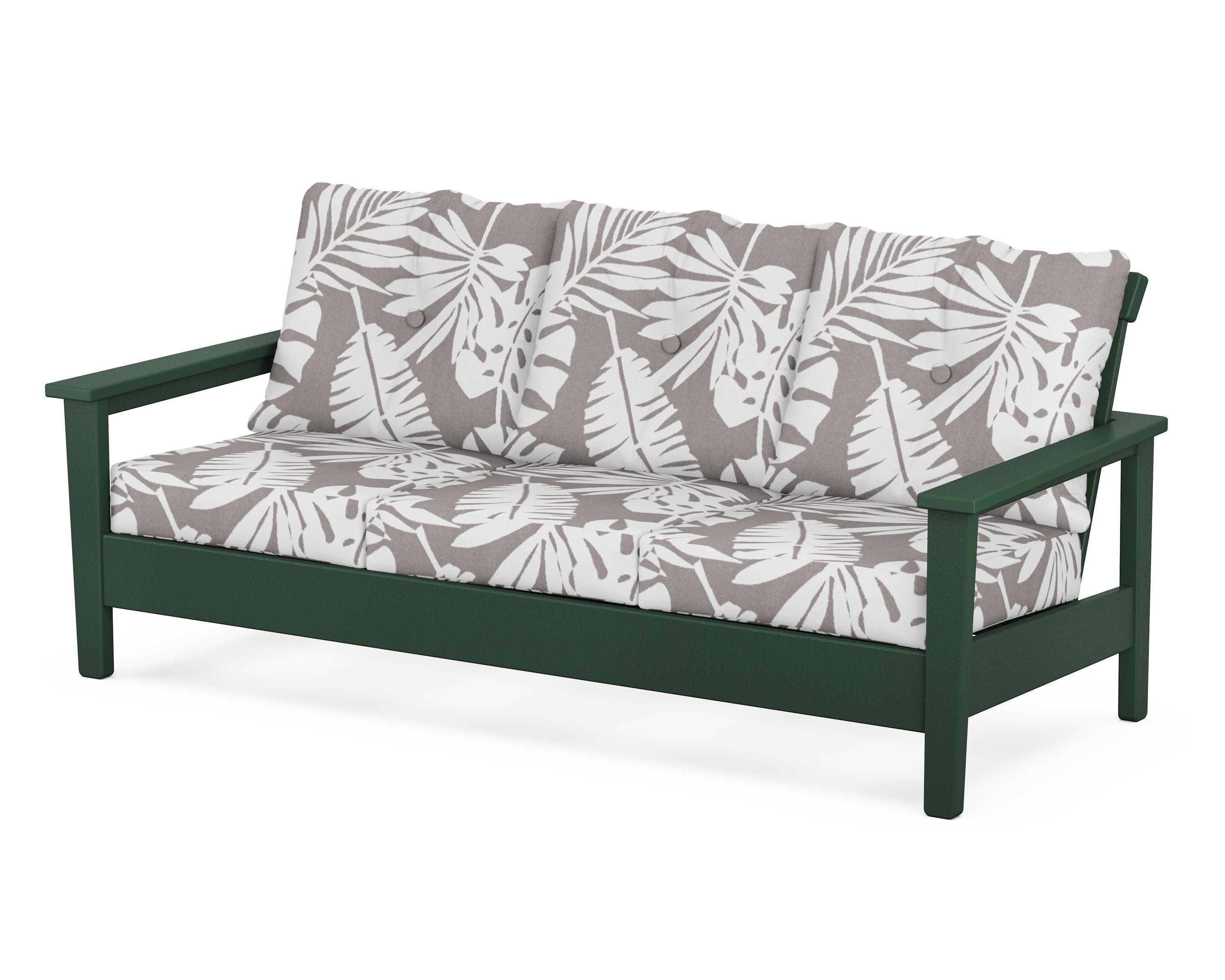 Prescott Deep Seating Sofa in Green / Leaf Grey Mist