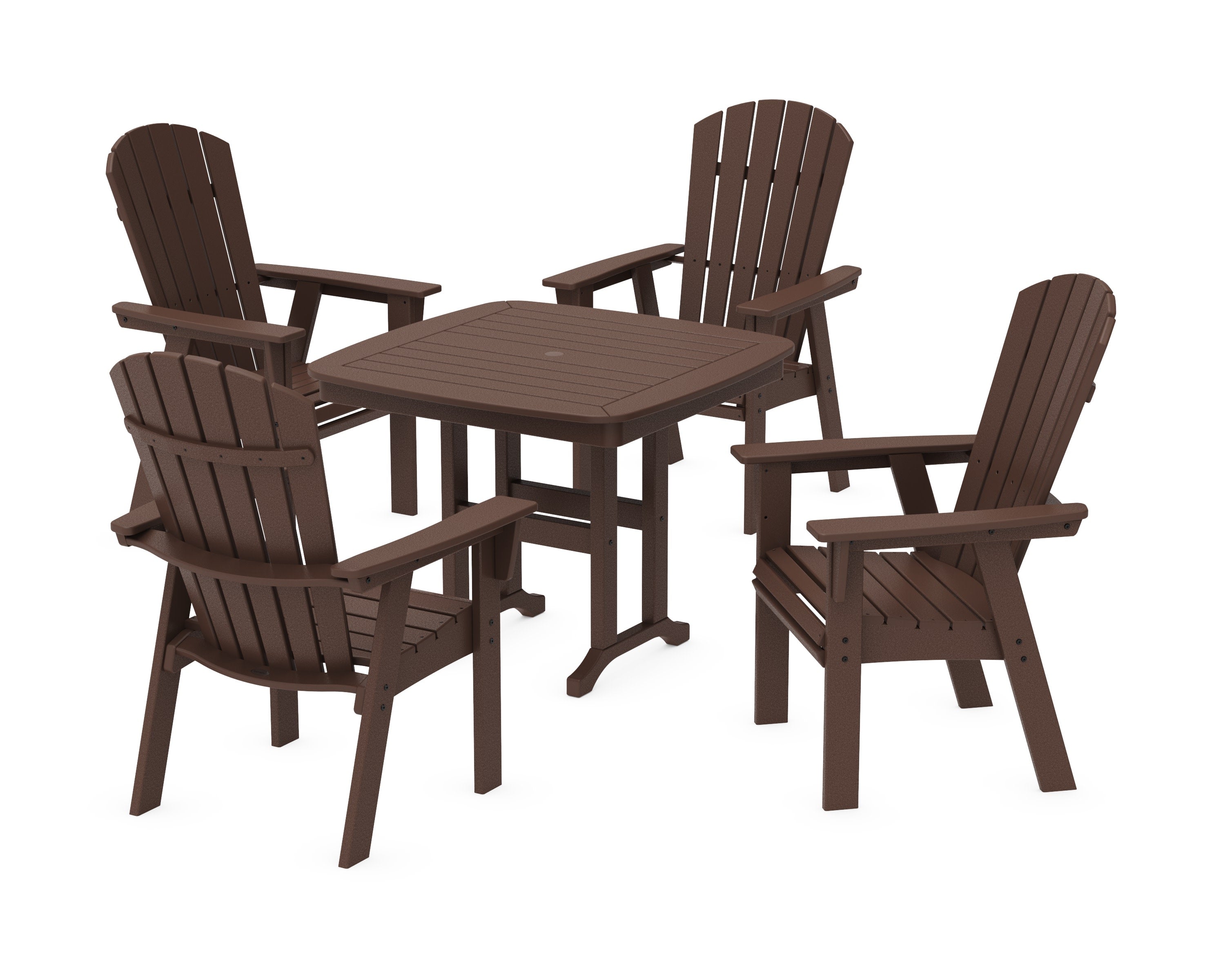 Nautical Curveback Adirondack 5-Piece Dining Set in Mahogany