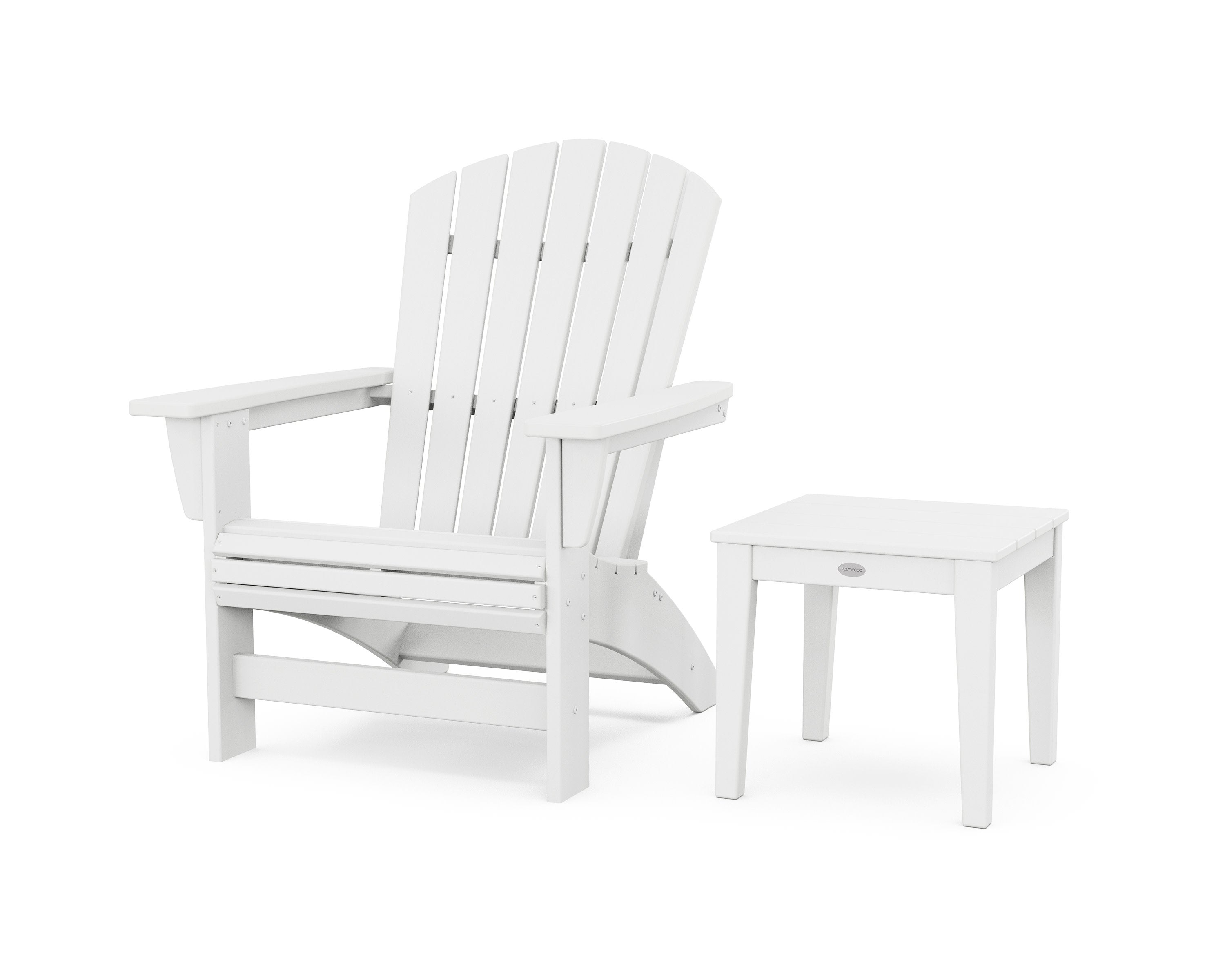 Nautical Grand Adirondack Chair with Side Table in White