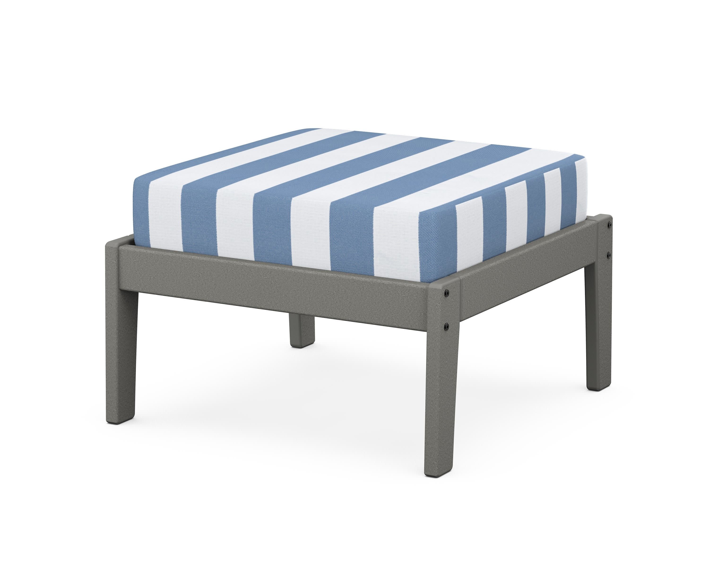 Deep Seating Ottoman in Slate Grey / Cabana Stripe Sky Blue