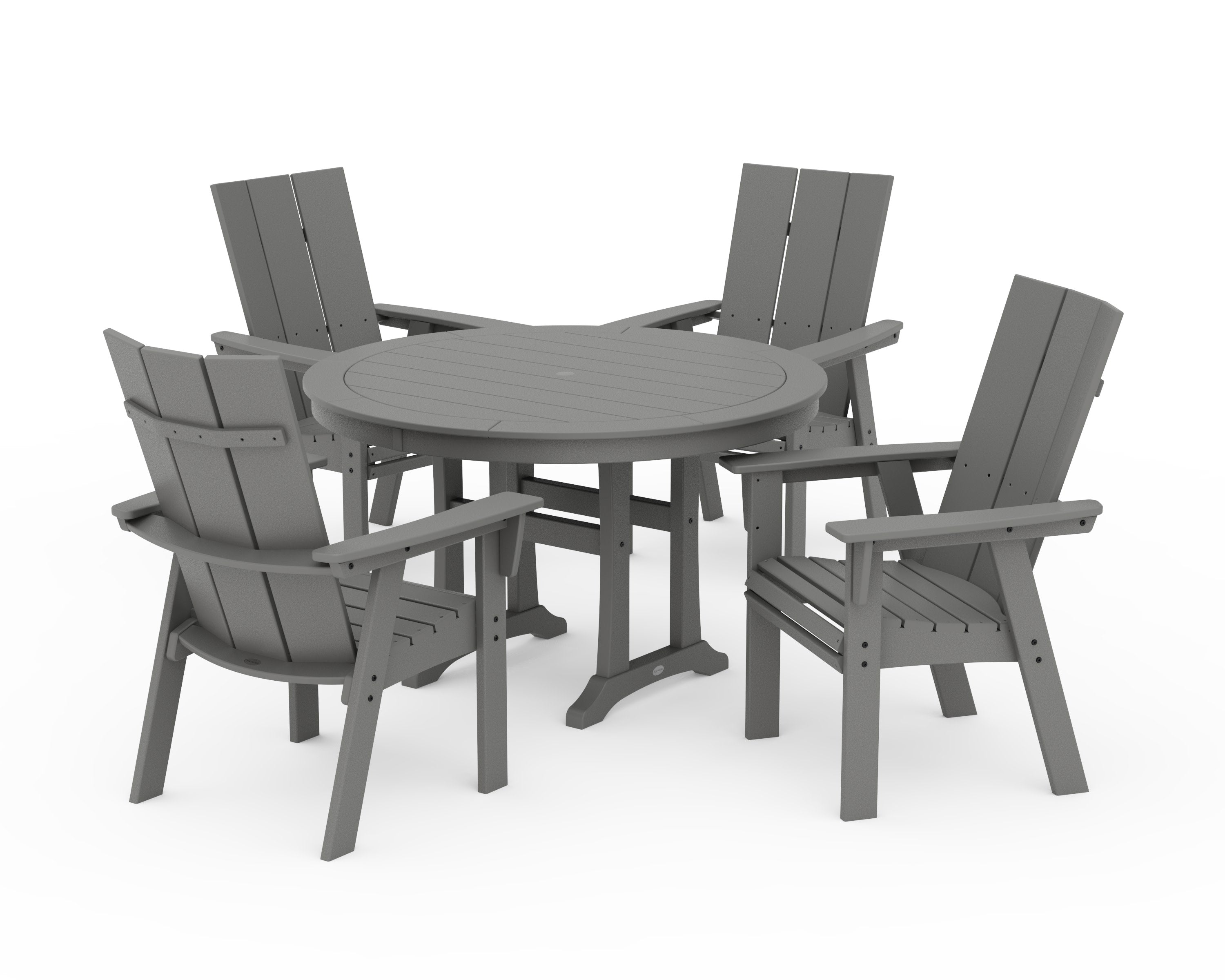 Modern Curveback Adirondack 5-Piece Nautical Trestle Dining Set