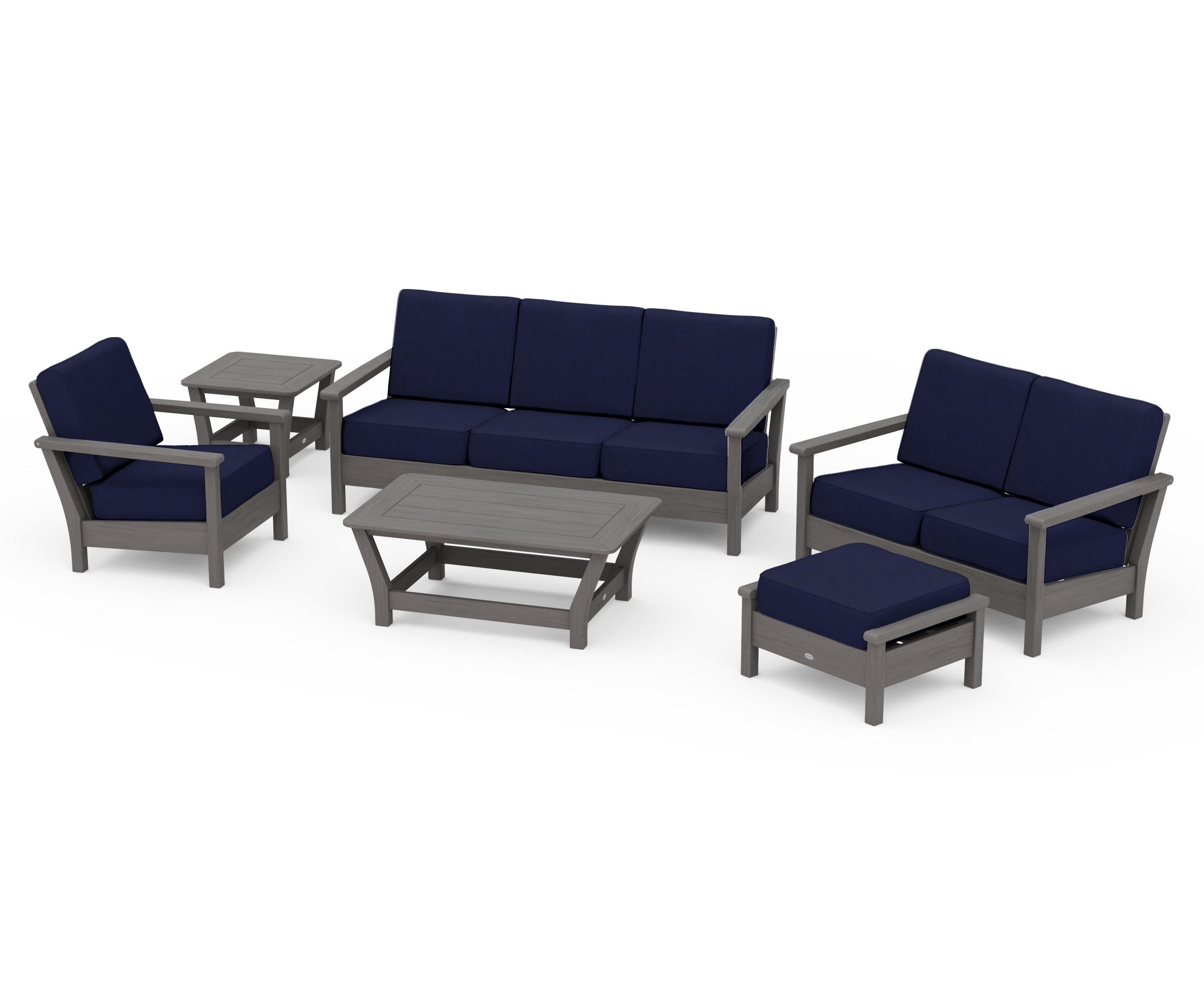 Harbour 6-Piece Outdoor Living Set in Driftwood / Navy
