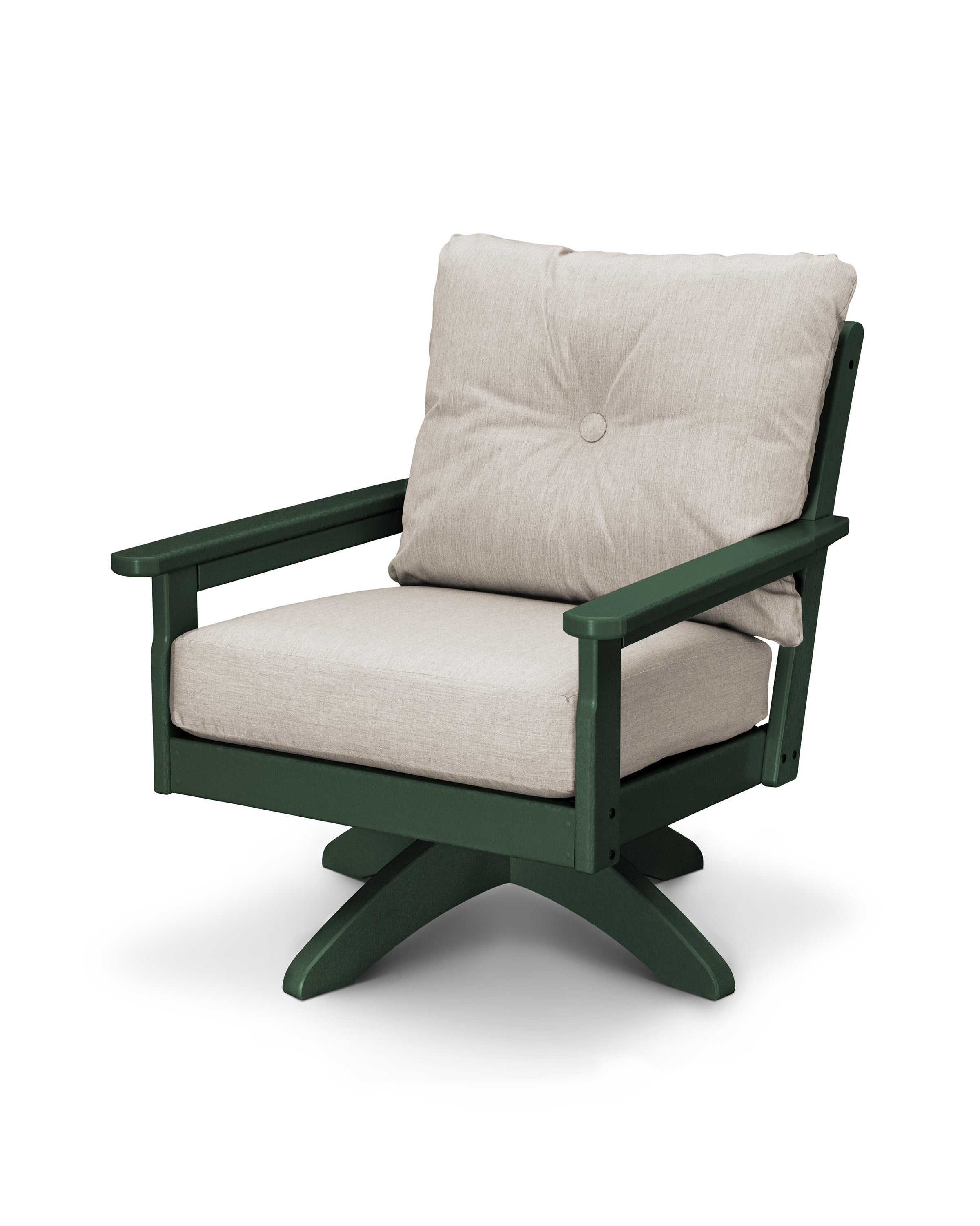 Vineyard Deep Seating Swivel Chair in Green / Cast Ash