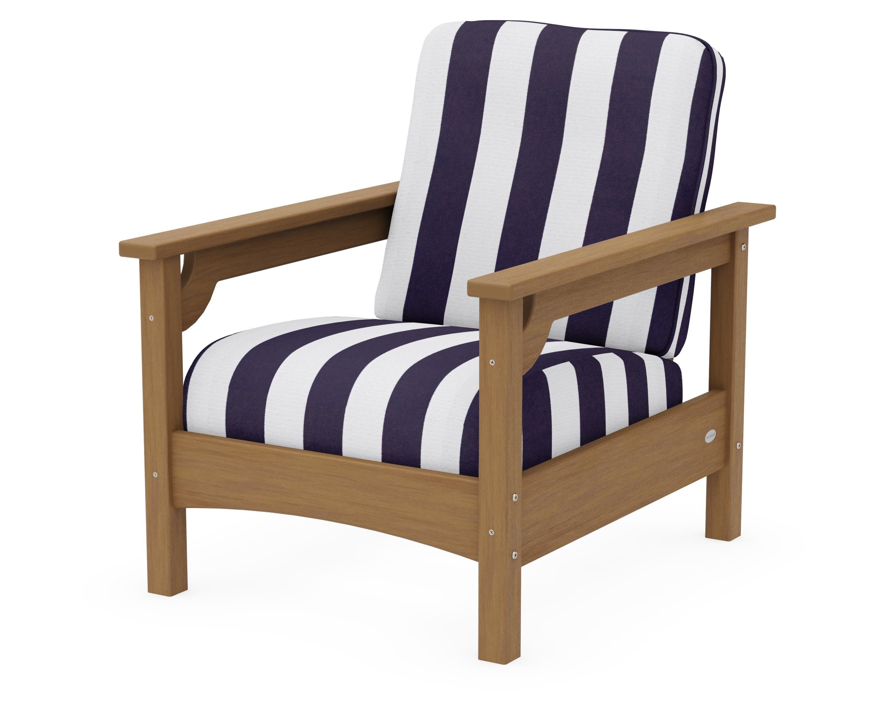 Club Chair in Natural / Cabana Stripe Navy